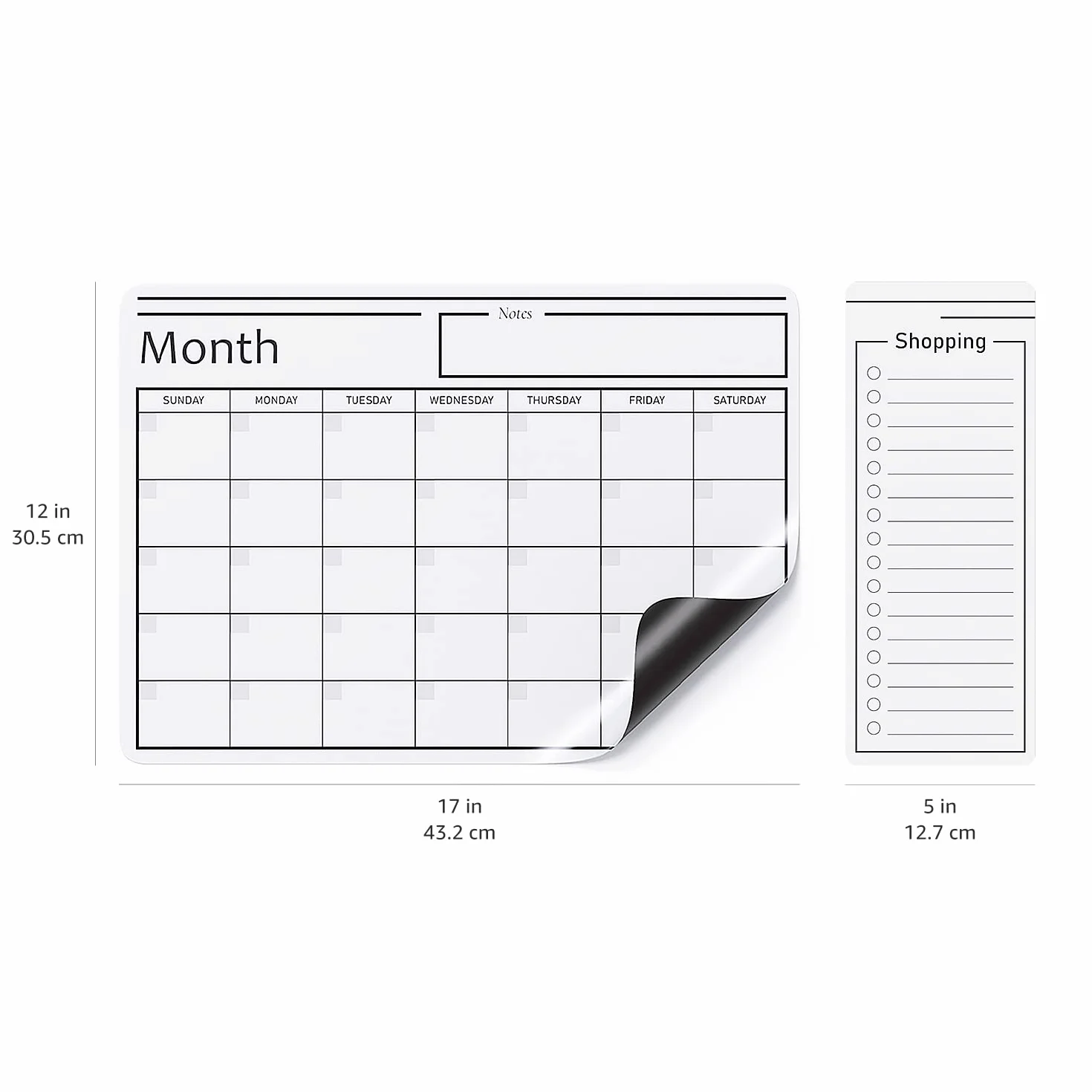 Amazon Basics – magnetyczna, suchościeralna folia do tablic, kalendarz, 30,5 x 43,2 cm, biała
