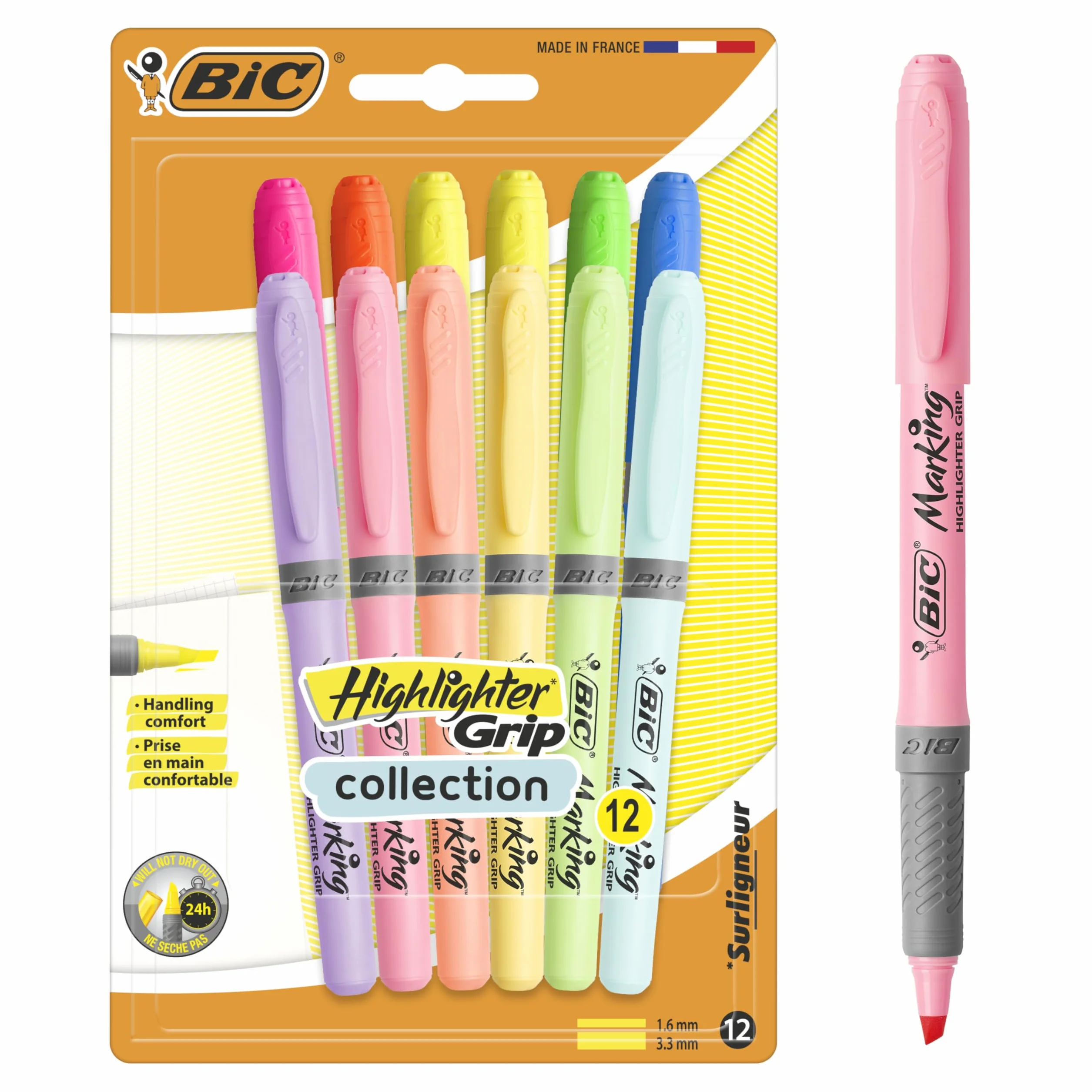 BIC Zakreślacz Highlighter Grip Collection Blister 12 szt