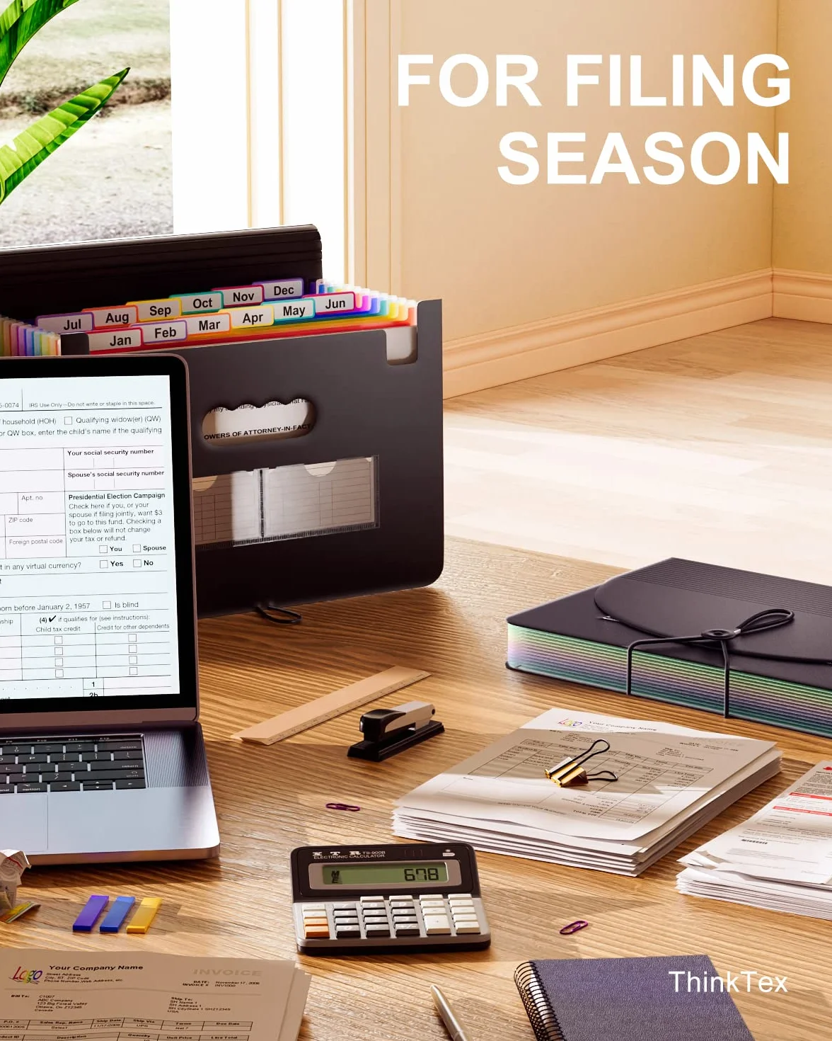 ThinkTex Akordeonowy organizer na dokumenty A4 12 kieszeni