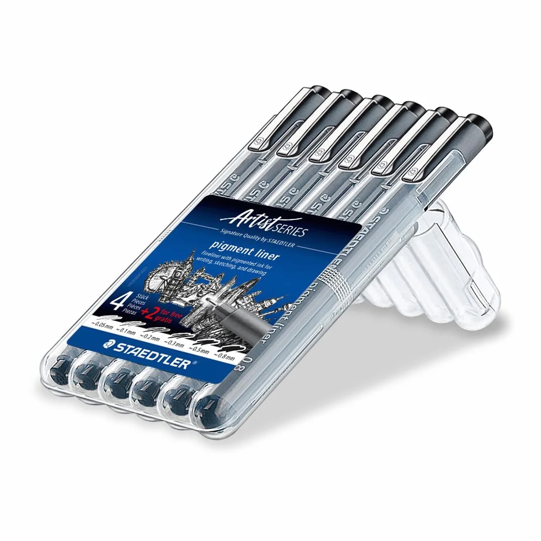 Staedtler 308 SB6P Zestaw Cienkopisów Czarny 6 sztuk
