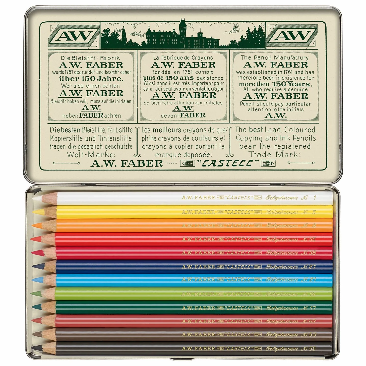 Faber Castell Limitowana edycja 111. rocznica puszka 12 ołówków artystycznych Polychromos