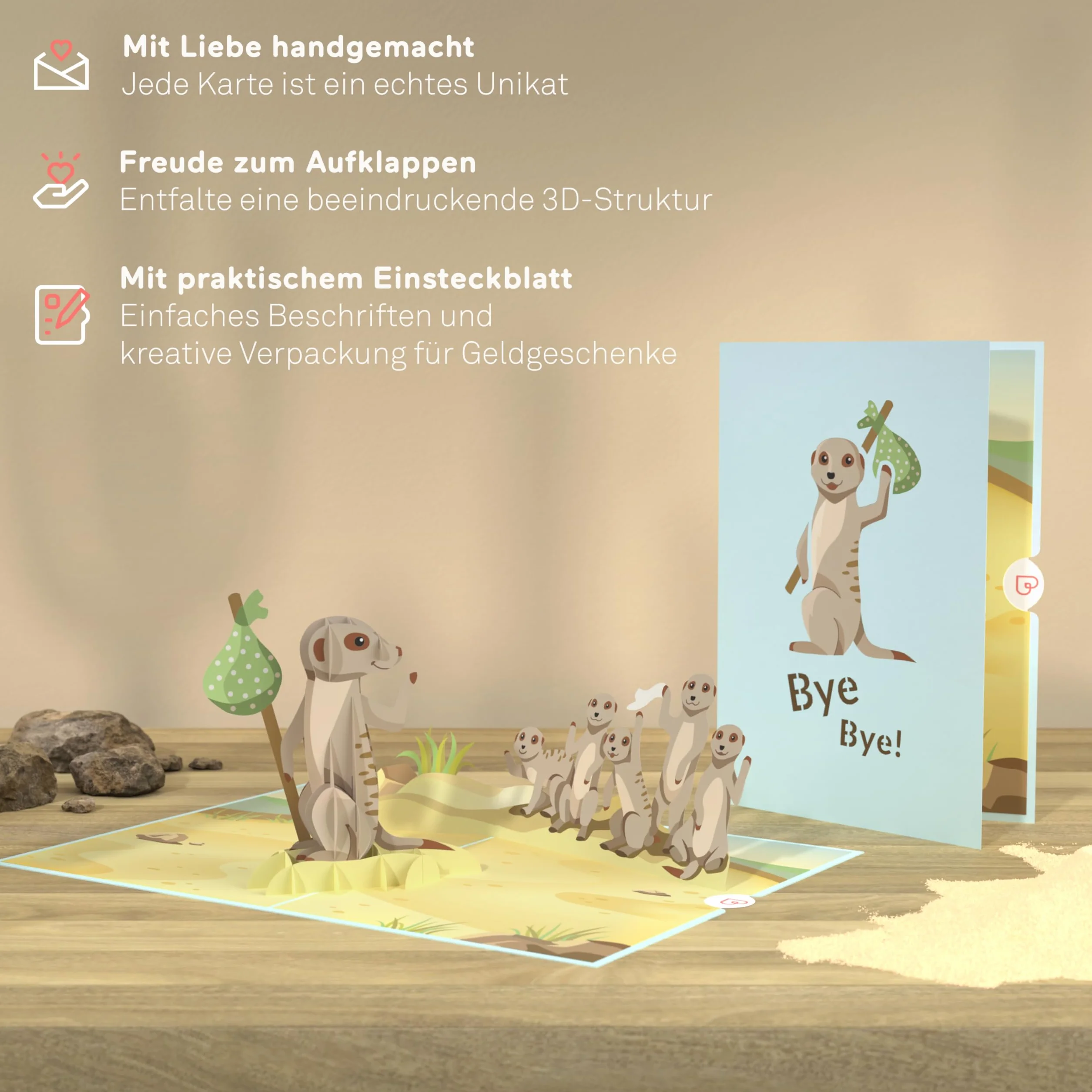 Pop-Up Karte Abschied Mach's Gut 3D Abschiedskarte für Kollegen Jobwechsel Ruhestand Rente