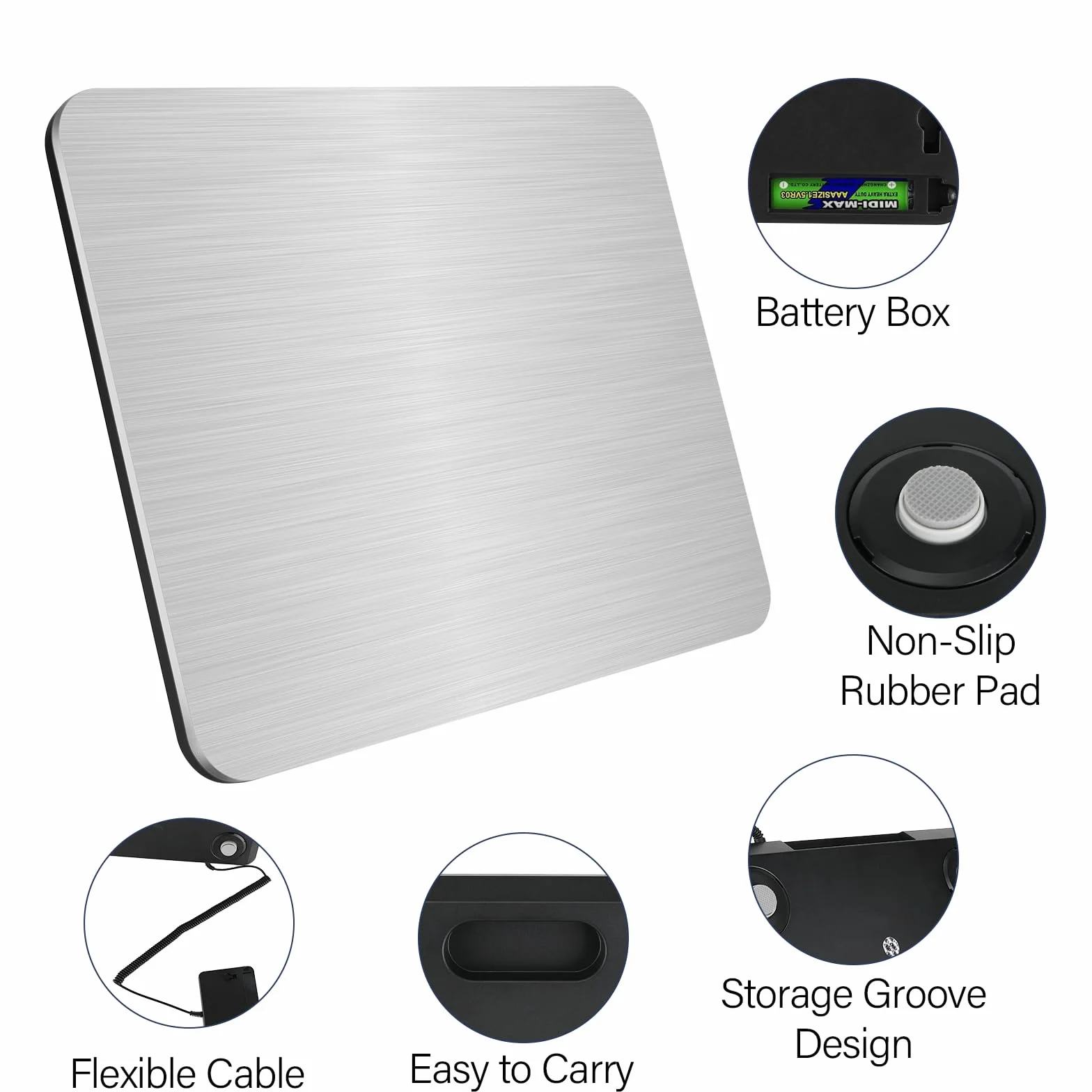 Akumulatorowa waga platformowa USB 200 kg/10 g ze stali nierdzewnej 4-punktowy czujnik LCD