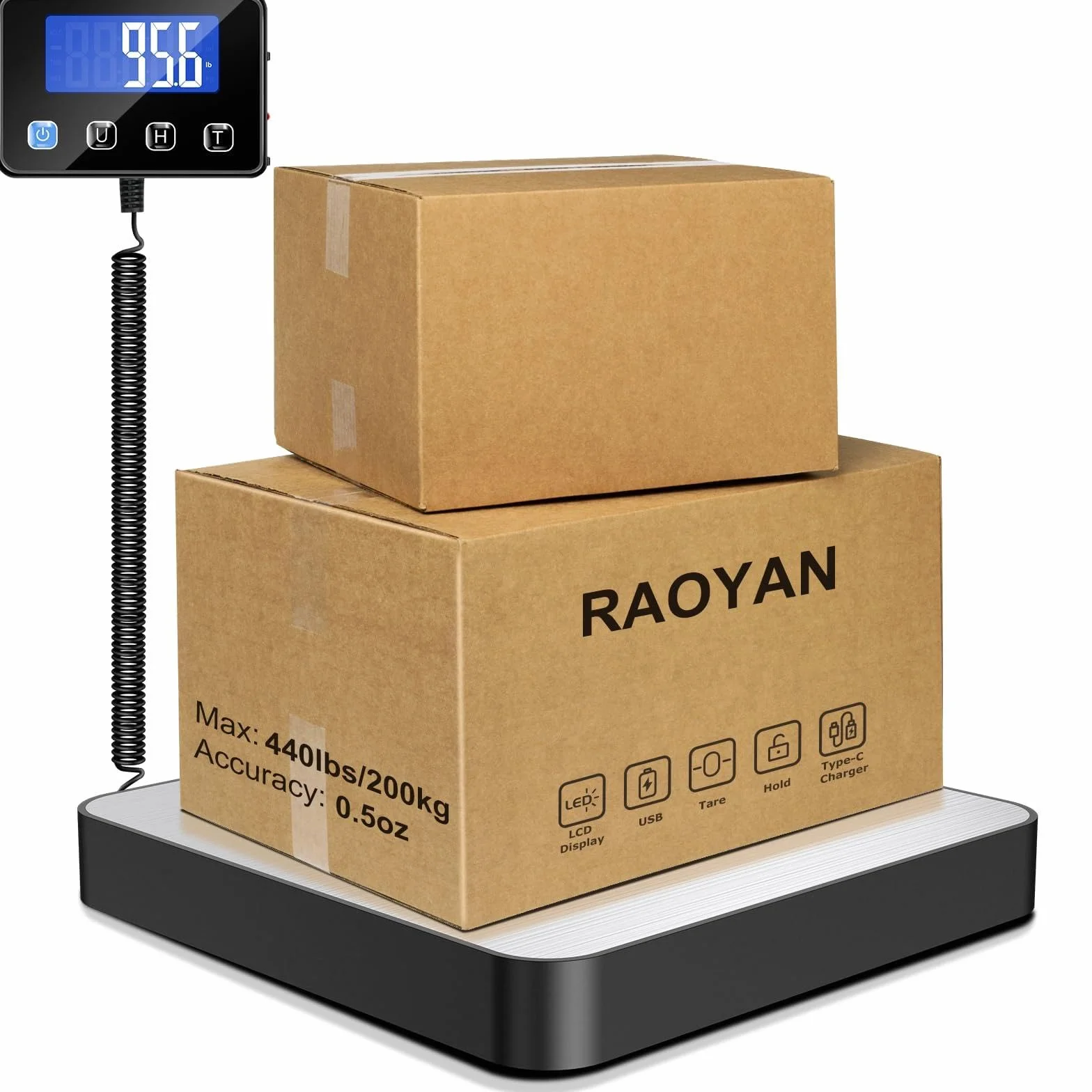 Cyfrowa Waga Platformowa ze Stali Nierdzewnej 200 kg, 10 g, Funkcja Hold/Tara