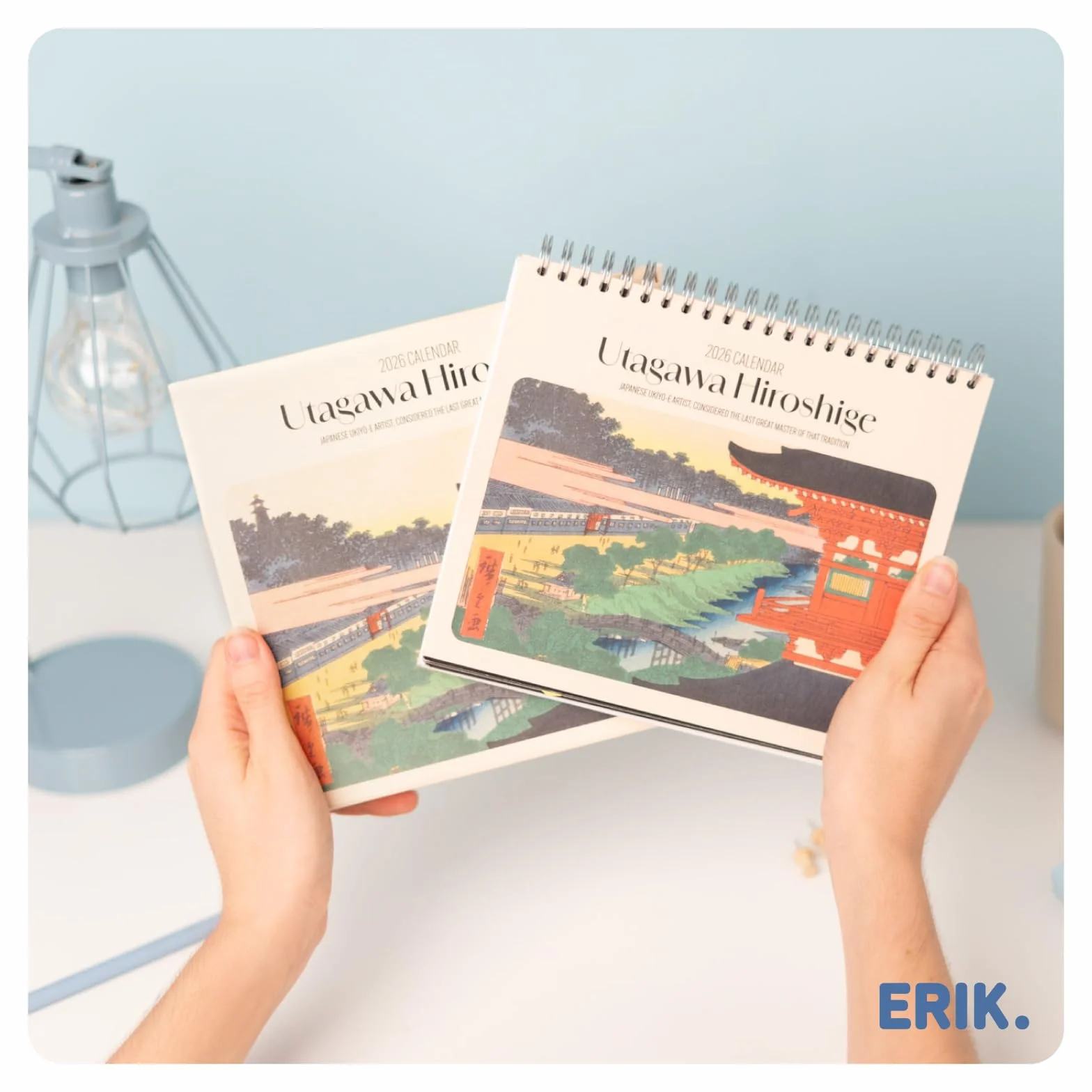 Grupo Erik Desk Calendar 2026 - Hiroshige Calendar 2026 Month To View | Monthly Desk Planner, Desktop Gifts Under 10 Pounds | Japanese Art Gifts For Friends