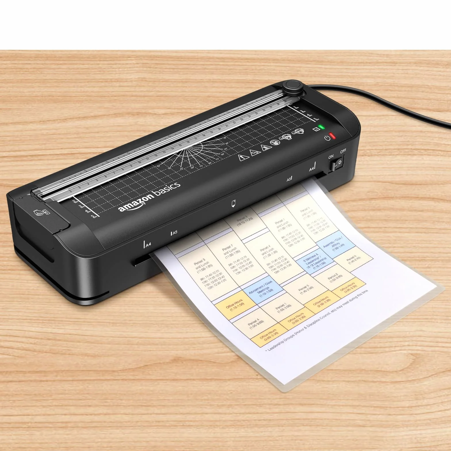 Amazon Basics Laminator termiczny 3 w 1 A4, cięcie, dziurkowanie, zaokrąglanie narożników, czarny