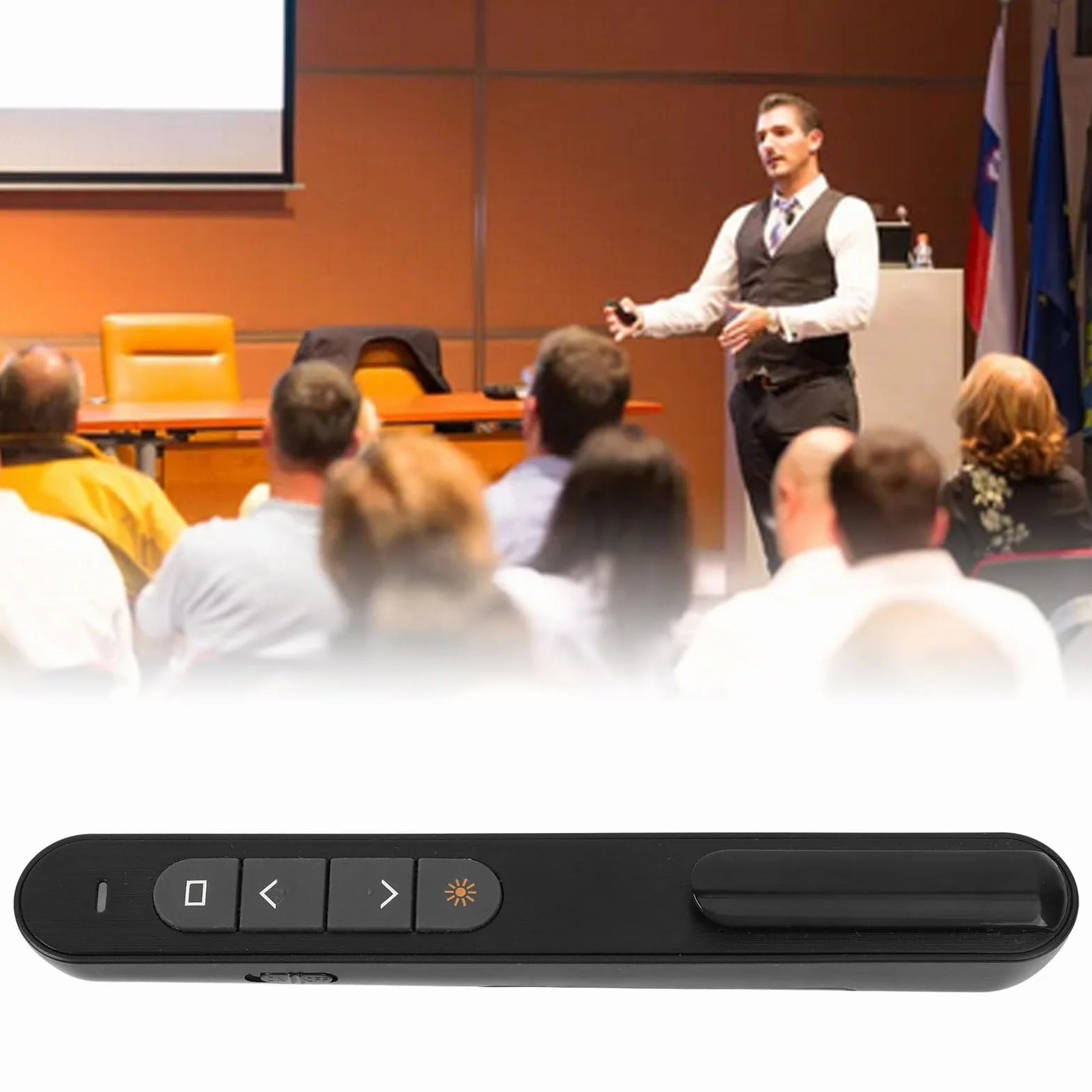 Bezprzewodowy Prezenter, Zatrzask do Prezentacji, Przycisk do Prezentacji ze Sterowaniem USB, Pilot PPT PowerPoint do Laptopa, do Biura w Klasie, Wymagana Bateria AAA
