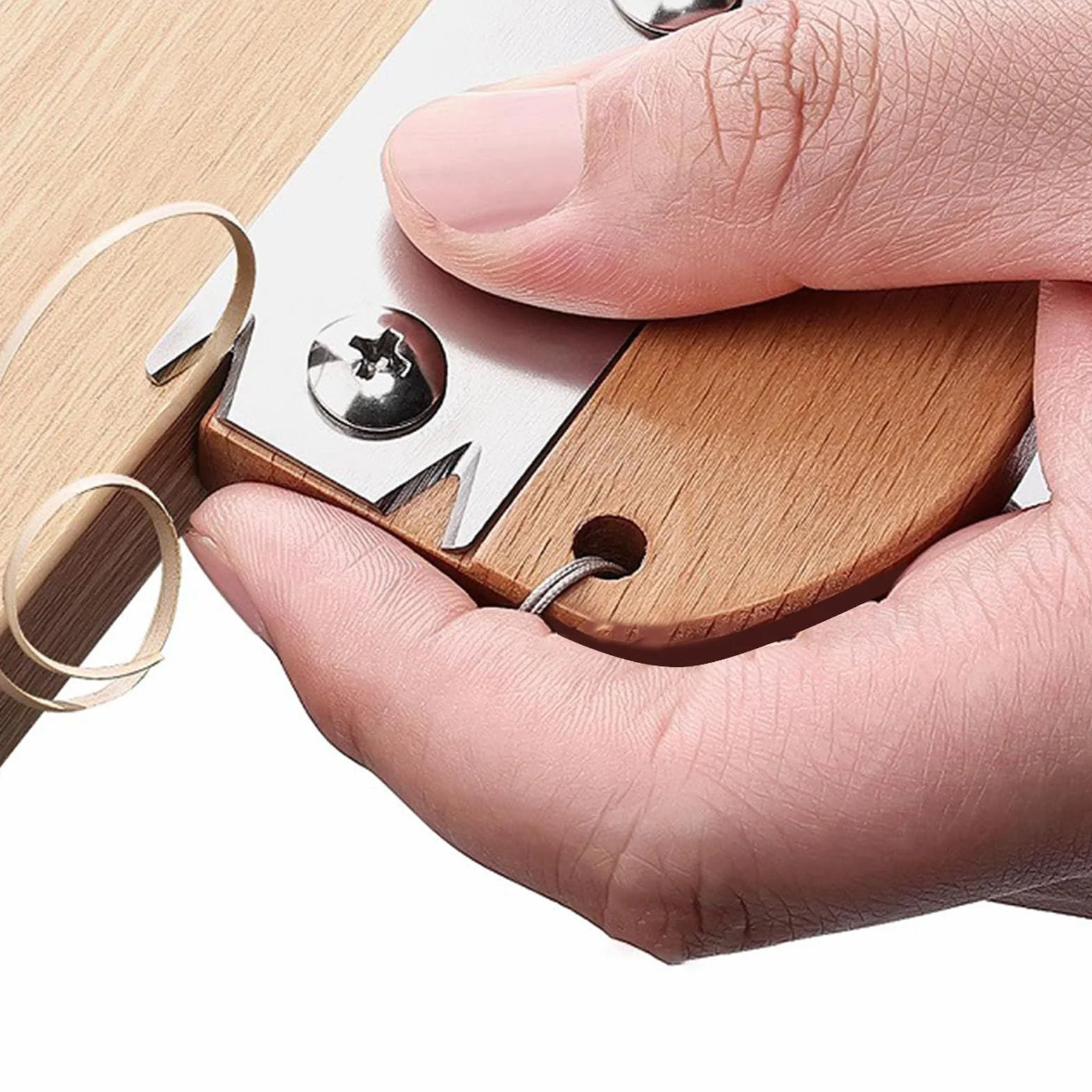 Greensen Okleina Obcinarka Brzegów z Drewnianą Rękojeścią, Dwustronne Ostrza ze Stali Nierdzewnej do Projektów Stolarskich Nóż do Taśmowania z Ergonomicznym Designem do Prostych i