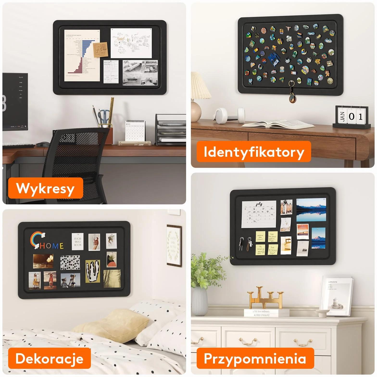 Lifewit Składana Filcowa Tablica 57 x 37,5 cm Dekoracyjna Tablica Memo Głęboka Czerń