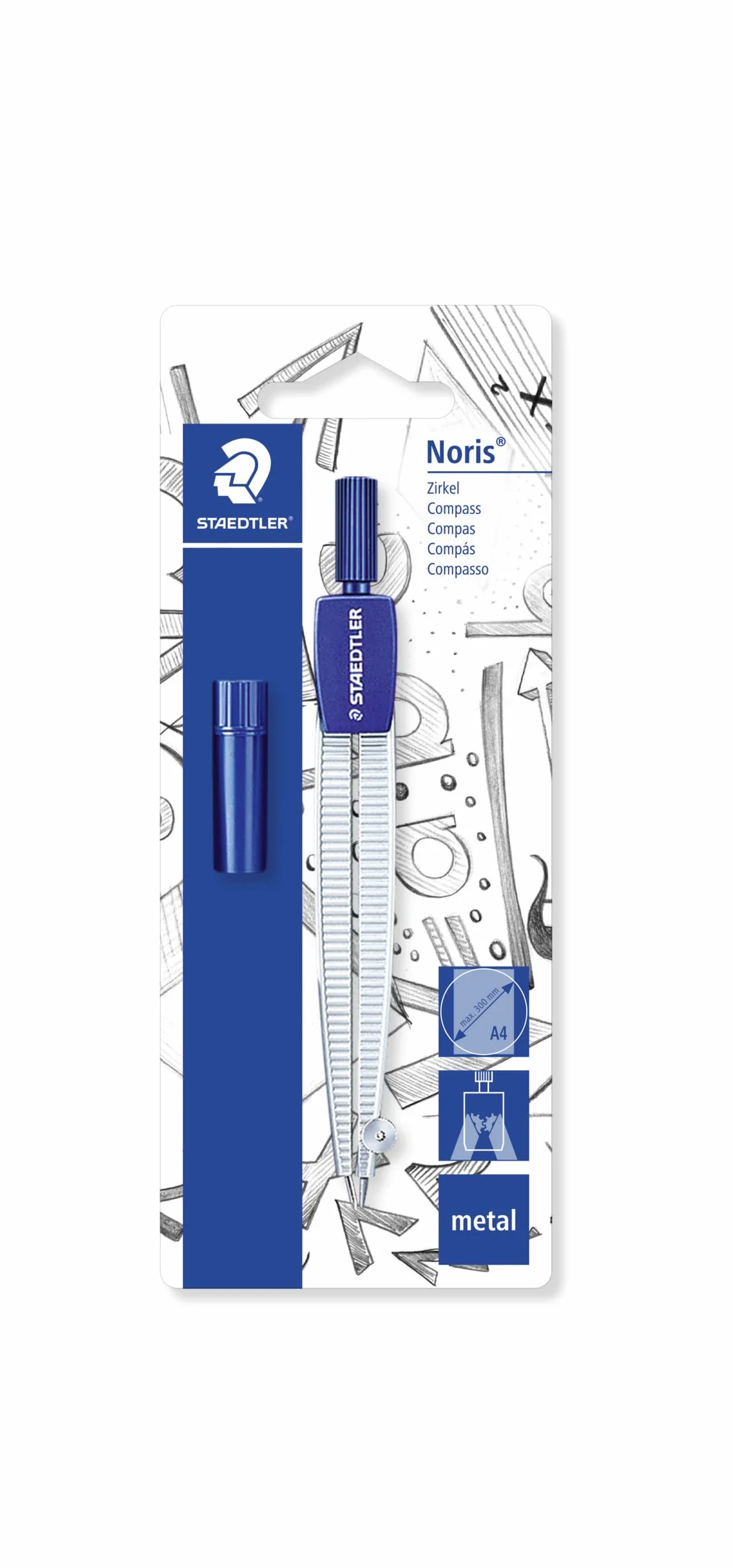 Staedtler 550 50 BK cyrkiel szkolny z pojemnikiem na wkład w blistrze / niebieski/srebrny