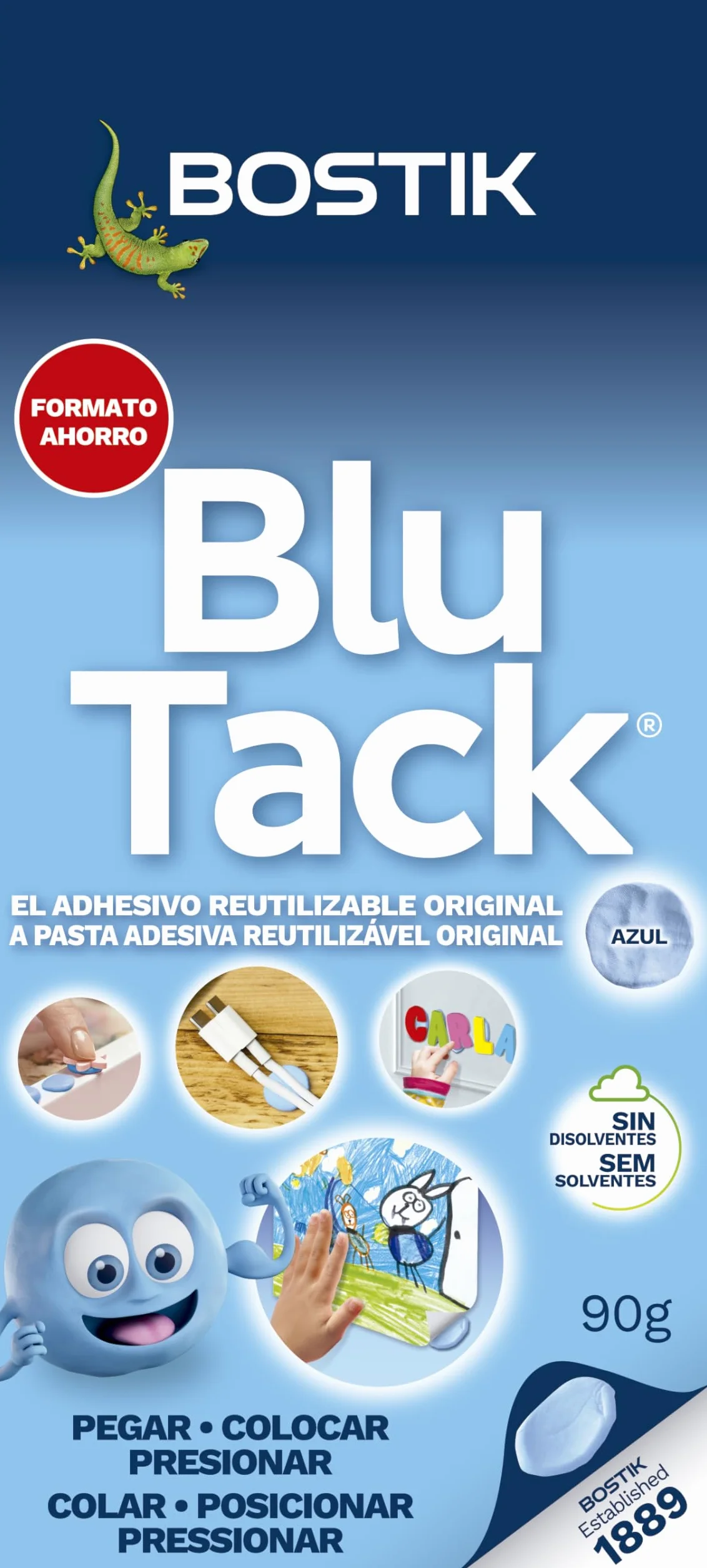 BOSTIK Blu Tack oryginalny niebieski klej do formowania wielokrotnego użytku 90 szt.