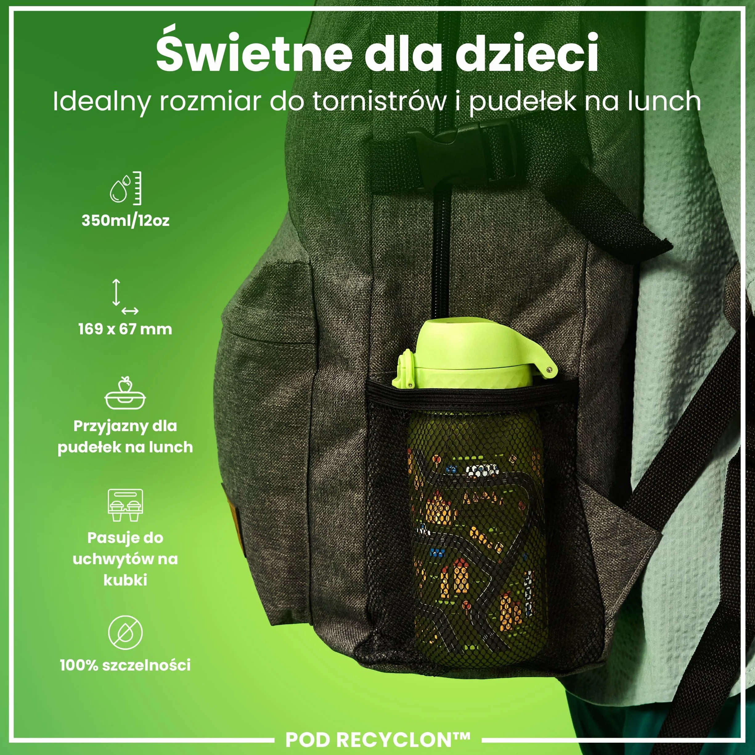 ION8 Butelka dla Dzieci, 350 ml/12 oz, Szczelna, Łatwa do Otwarcia, Bezpieczny Zamek, Można Myć w Zmywarce, Bez BPA, Uchwyt do Przenoszenia, Łatwa do Czyszczenia, Bezwonny, Auta