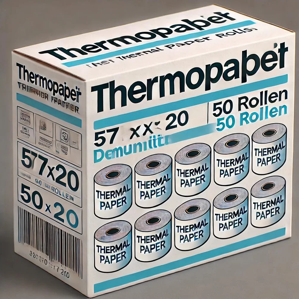 Termiczne rolki papieru 57 mm x 20 m, zestaw 50 sztuk