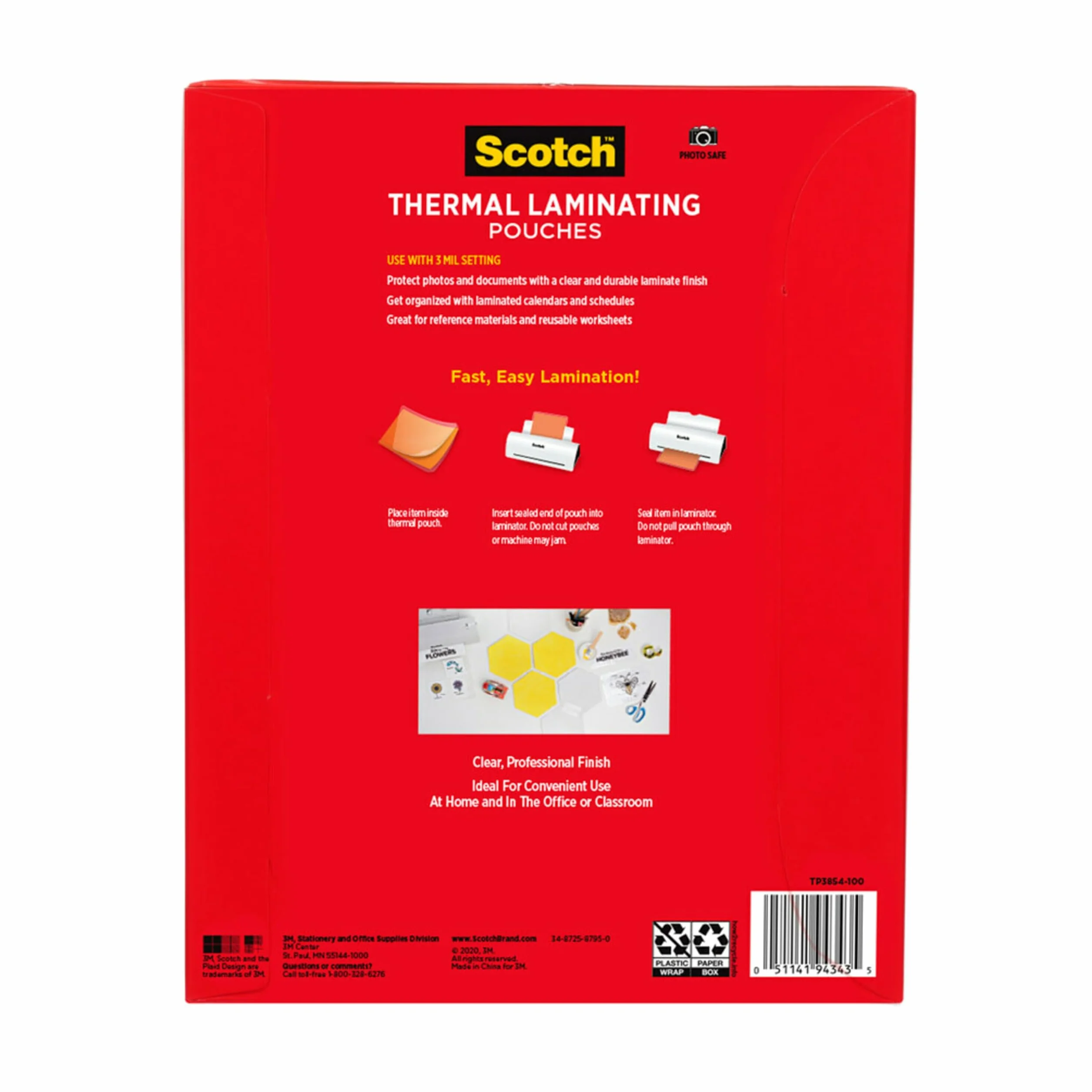 Scotch TP3854-100 Folia do Laminowania, Przezroczysty, 100 Sztuk
