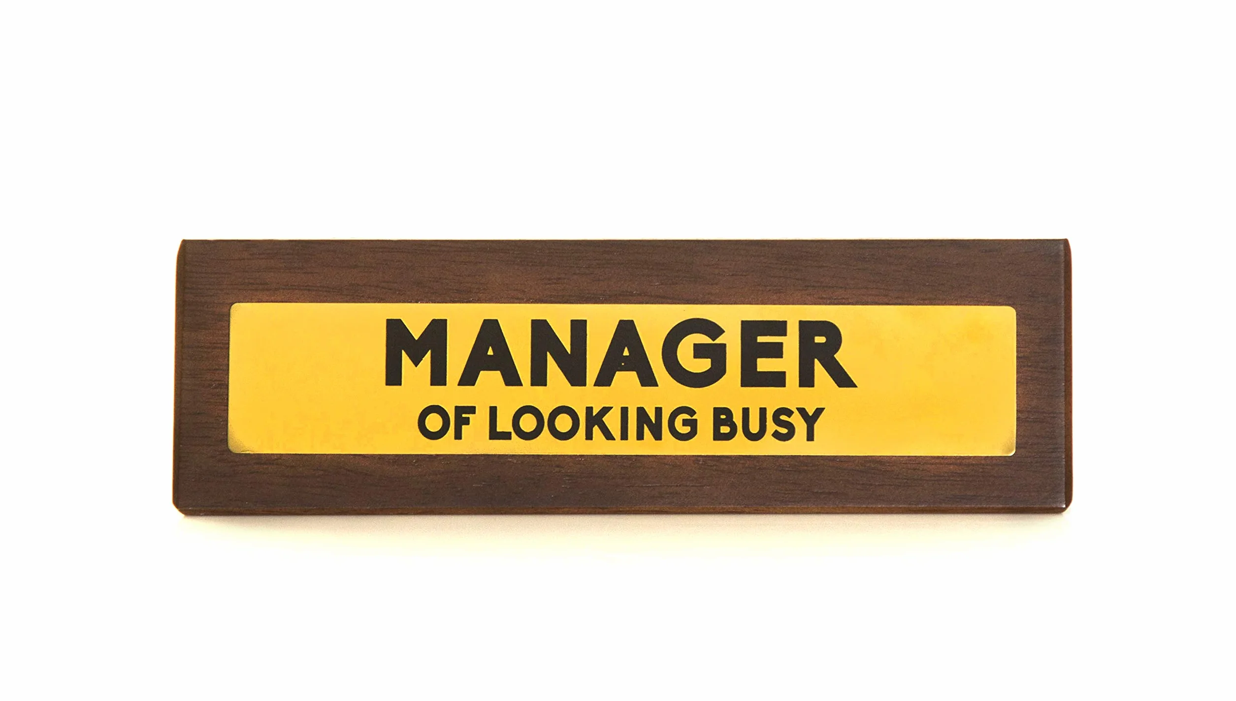 Boxer Gifts drewniany znak ostrzegawczy na biurko Manager of Looking Busy 4,5 cm x 17,5 cm brązowy