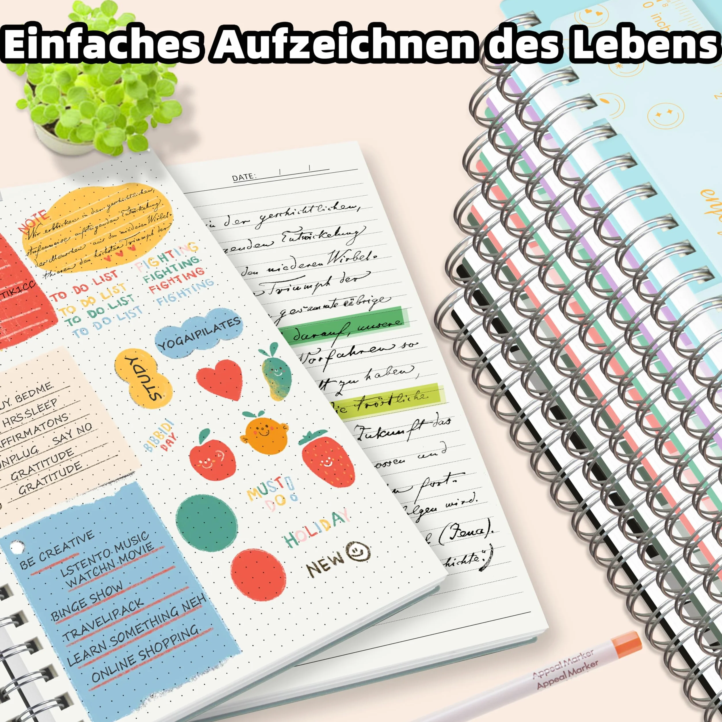 Notebook A5 kropkowane Bullet Dot Journal 300 stron 100 g/m² spiralna twarda okładka Zielony