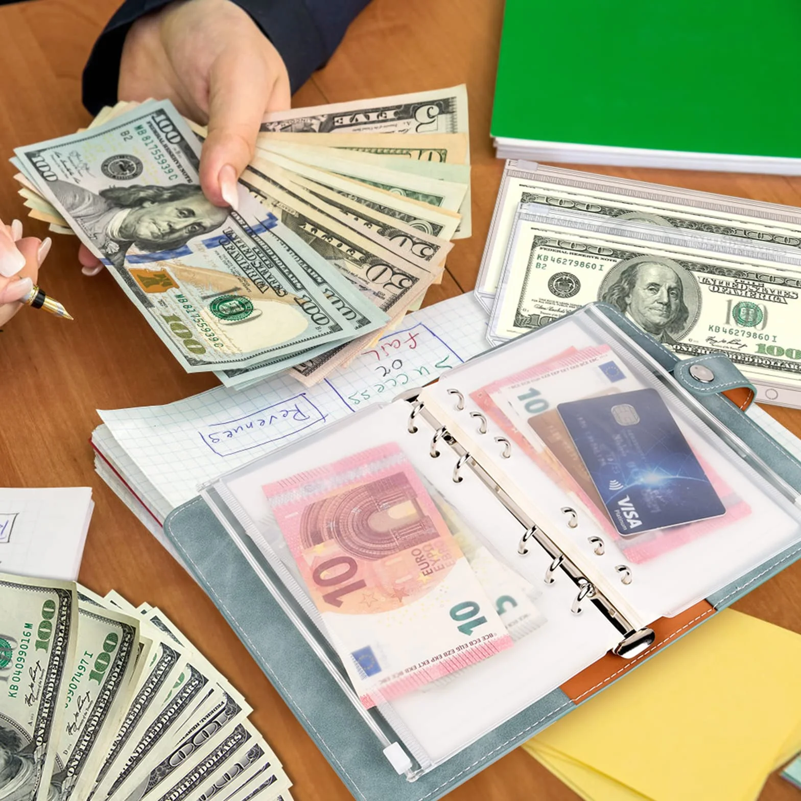 Vicloon Zapinane koszulki do segregatora A5, 18 szt., plastikowe, luzem, z 2 arkuszami naklejek z etykietami, oszczędzające pieniądze, koperty na dokumenty, do organizera