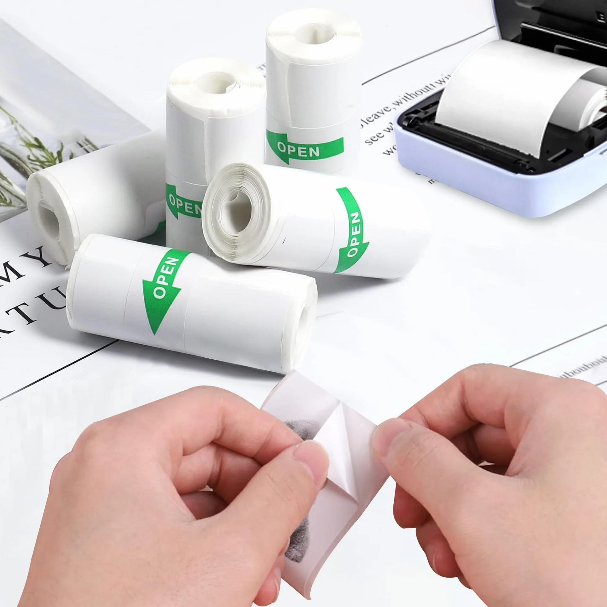 YSDMY Mini naklejka do drukarki w rolce, 15 rolek papieru termicznego dla dzieci, 57 x 25 mm, papier do drukarki termicznej do mini naklejek, drukarki, aparatu