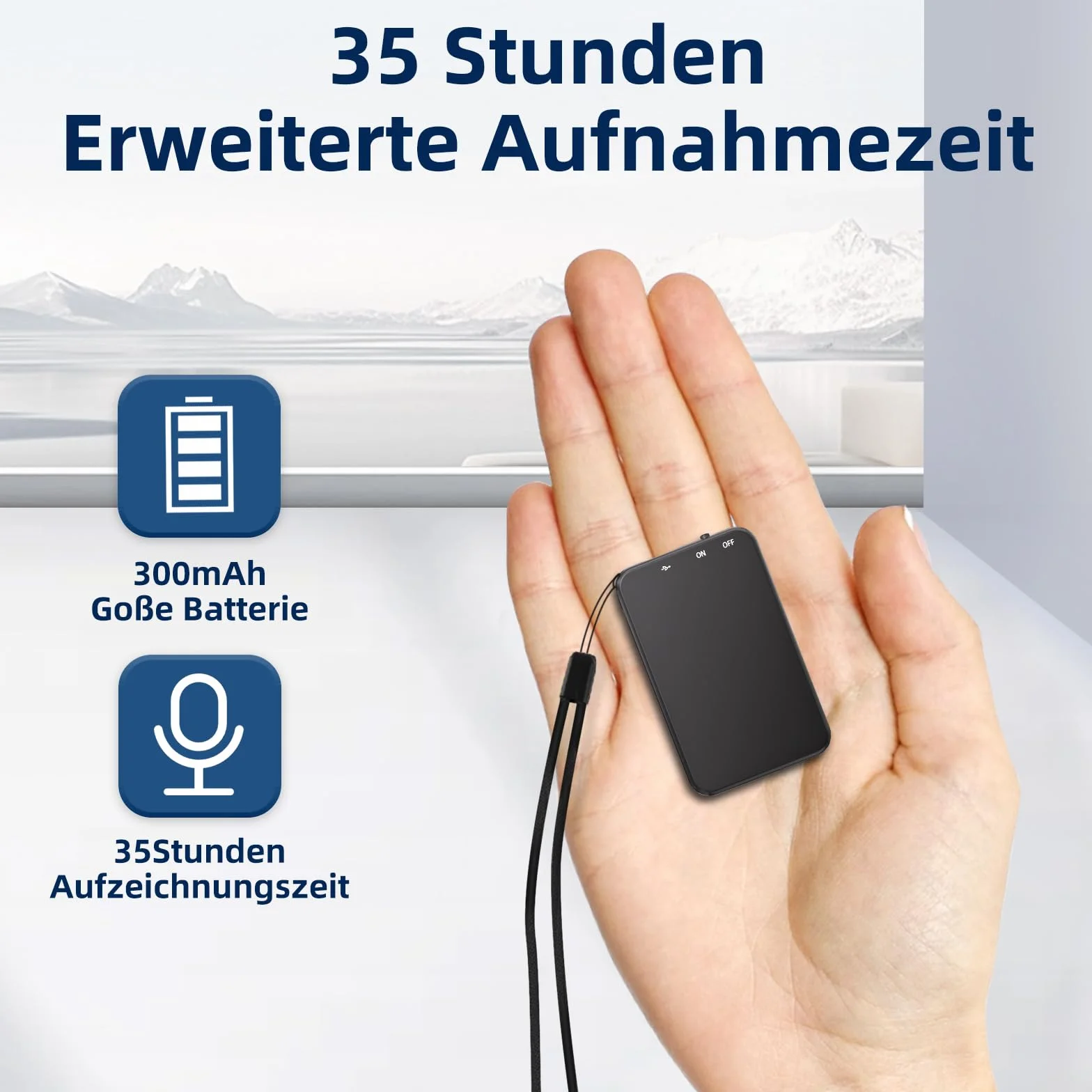 Cyfrowy dyktafon mini 64 GB USB C 35 godzin nagrywania