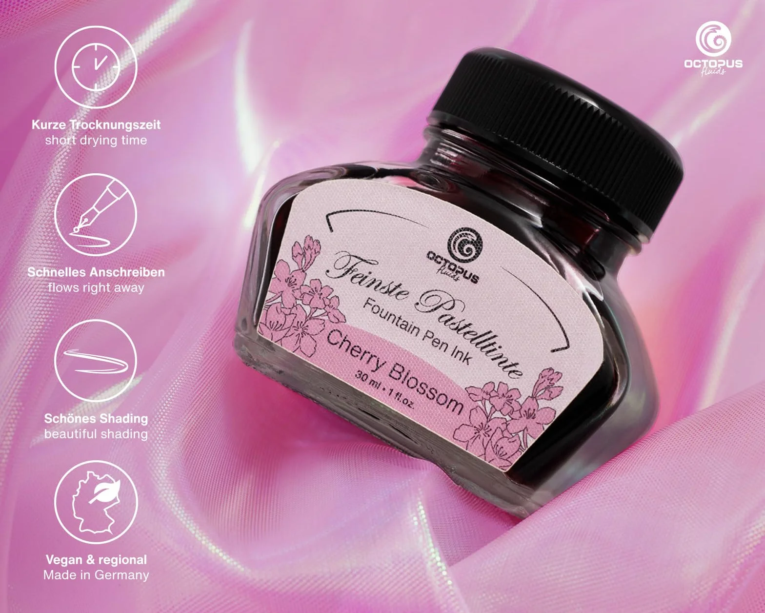 Atrament do piór wiecznych Cherry Blossom 30 ml pastelowy różowy do kaligrafii