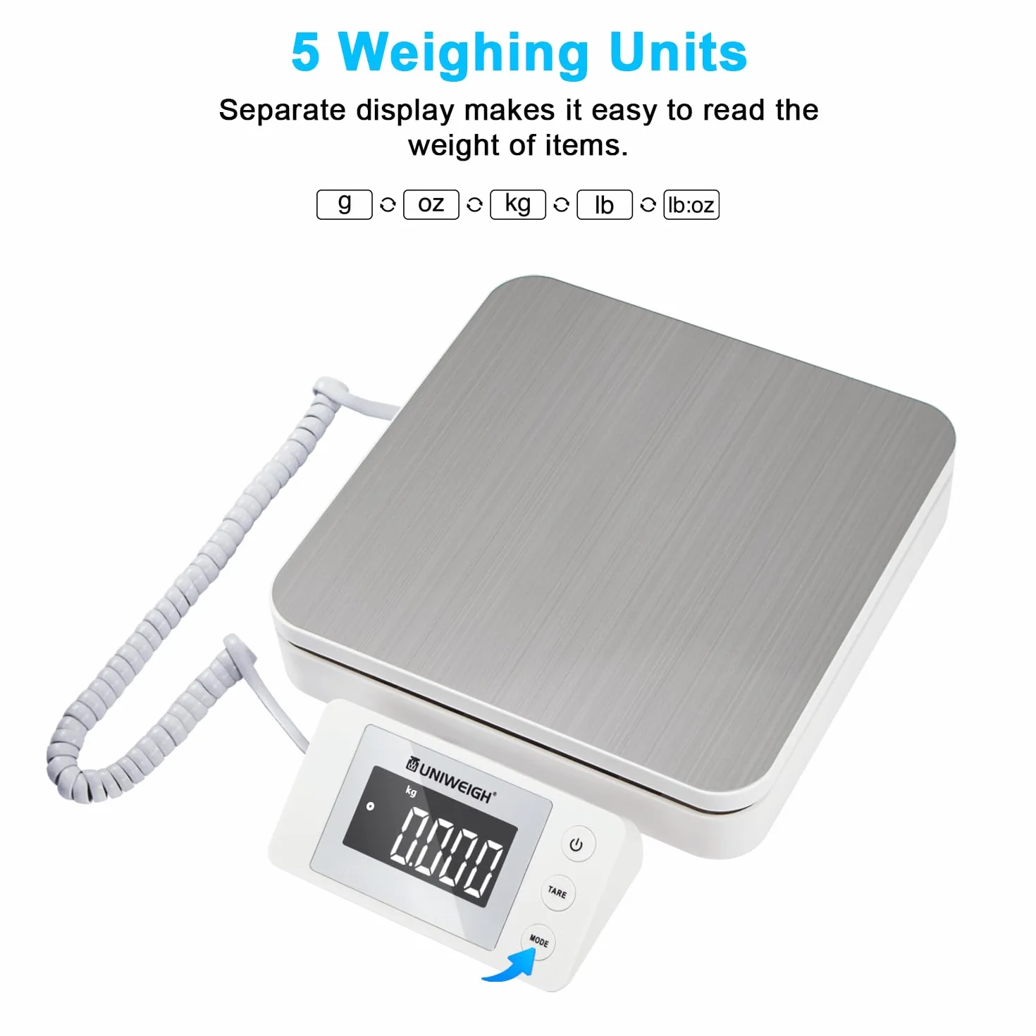 UNIWEIGH Cyfrowa Waga Pocztowa 88 lb/0,1 oz z Tarą i Wyświetlaczem LCD