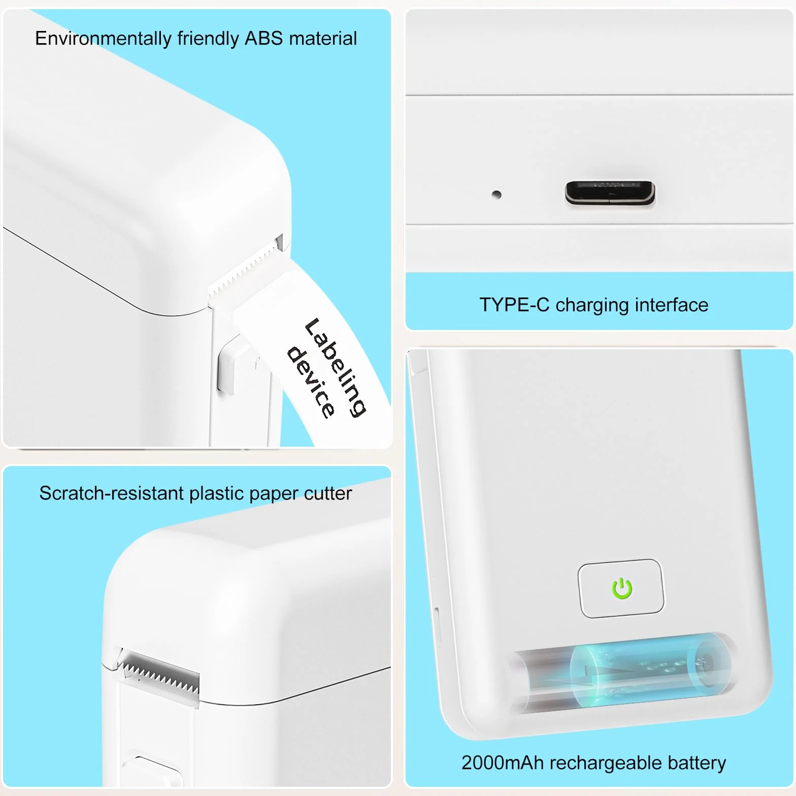 GuKKK Mini Drukarka Etykiet Bluetooth HP2 Samoprzylepna Przenośna