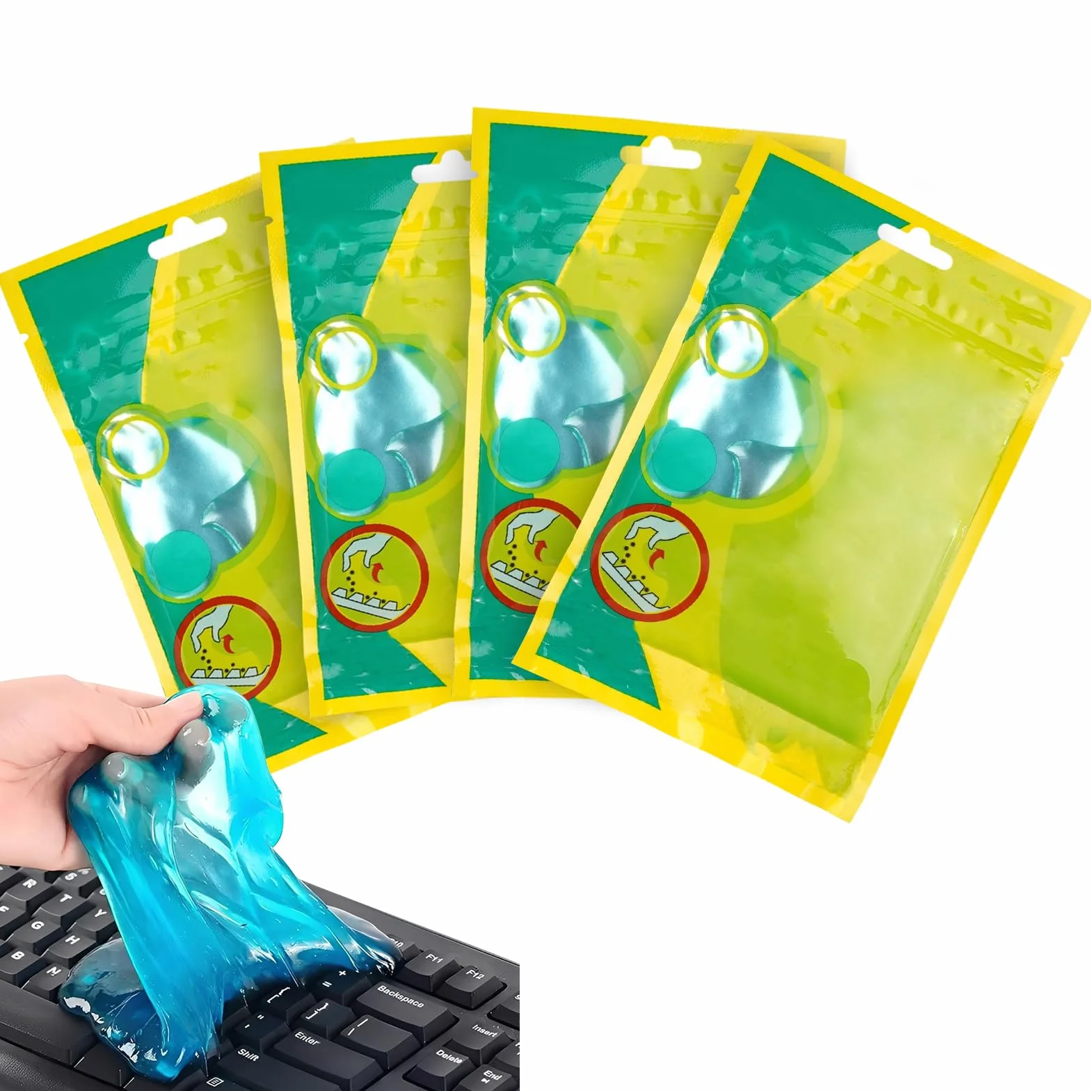 4 sztuki żelu do czyszczenia klawiatury, wielokrotnego użytku, żel do czyszczenia samochodu, śluz do czyszczenia dla samochodu, klawiatury, laptopa, komputera PC, kamery, drukarki i kalkulatora
