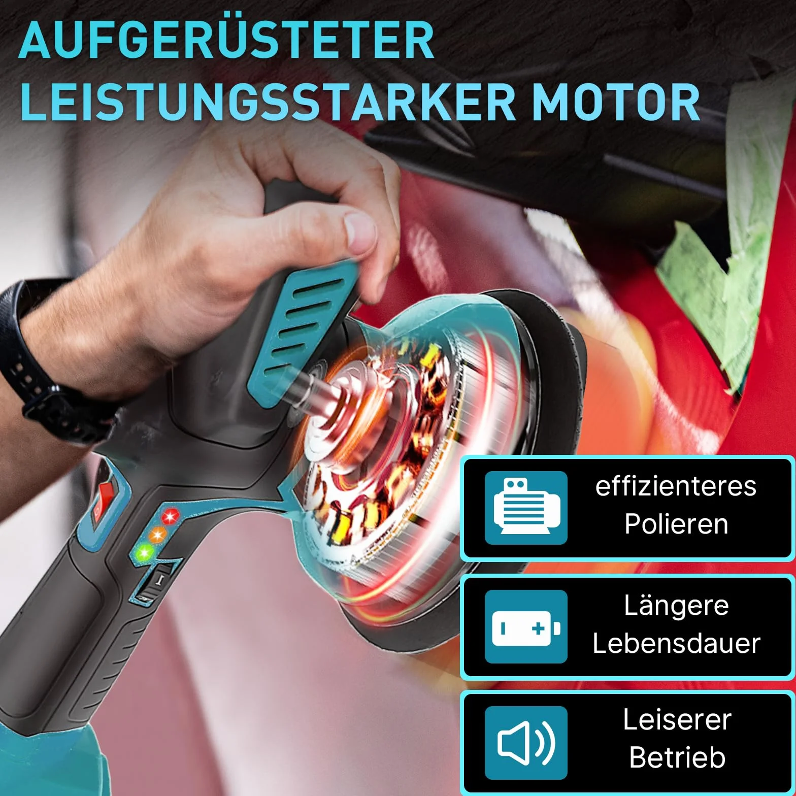 Polerka samochodowa do Bosch GBA, 18 V, mimośrodowa maszyna do polerowania orbitalnego, z 6 zmiennymi prędkościami, do detali samochodu, czyszczenia i polerowania samochodu (bez baterii)