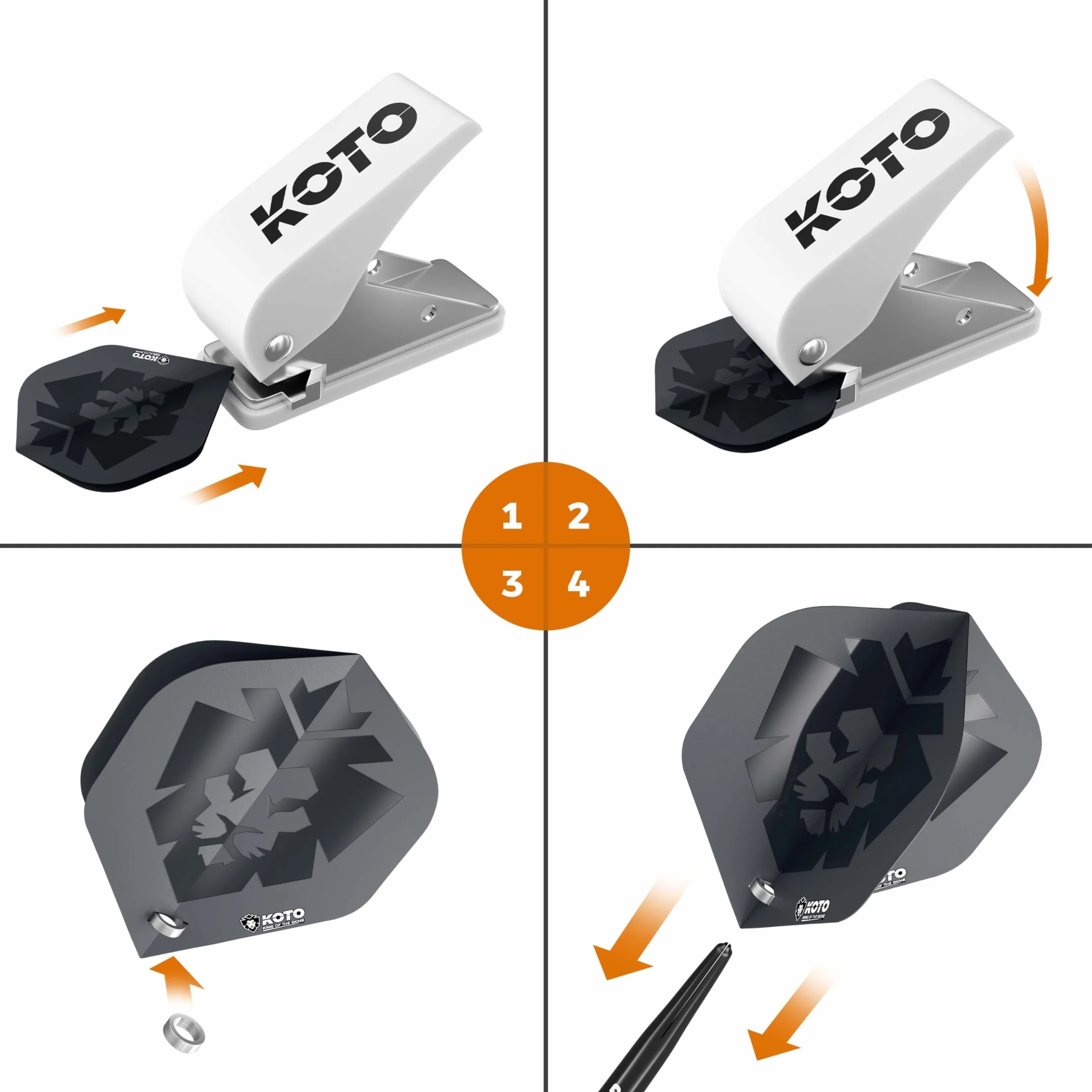 KOTO - Flight Lock Punch Machine, biały dziurkacz lotkowy, pasujące otwory w Twoich piórach