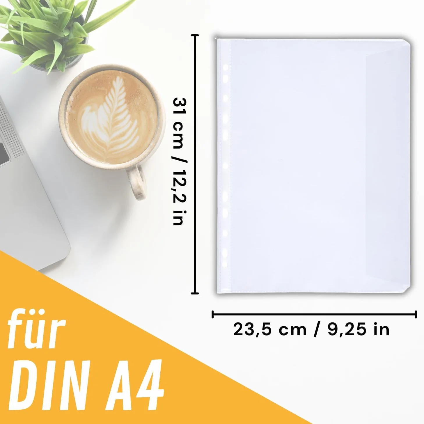 perfect line 20 Koszulki na dokumenty z klapką DIN-A4, Przezroczyste Koszulki Foliowe, Foliowe Koszulki A4 Groszkowane, Koszulki do Segregatora, Transparentne, bezkwasowe, chroniące dokumenty