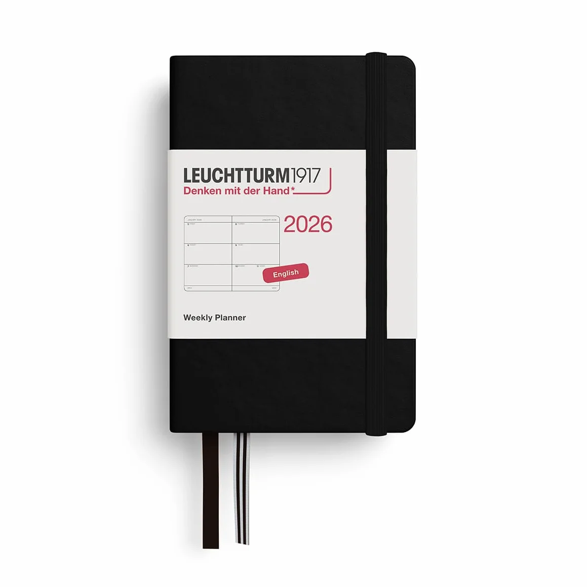 LEUCHTTURM1917 372730 kalendarz tygodniowy Mini (A7) 2026, czarny, angielski