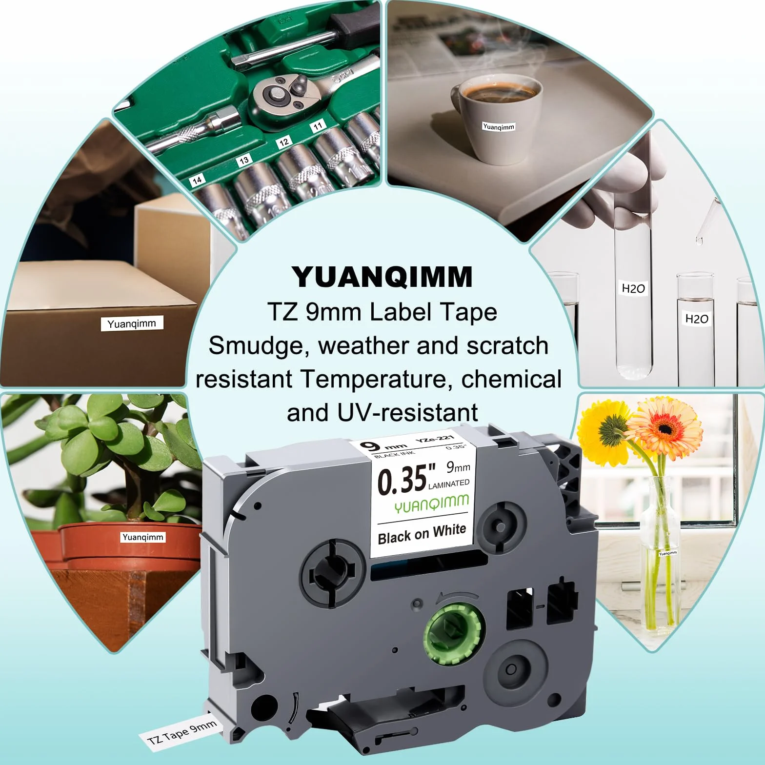 Compatible TZe221 TZe-221 TZ221 TZ-221 for Brother P-touch Label Tape 9mm Black on White Tape for Ptouch PT-D400 PT-H100LB PT-H105 PT-D200 PT-1000 PT-H110 PT-H101 PT-H107B PT-D210, 3-Pack