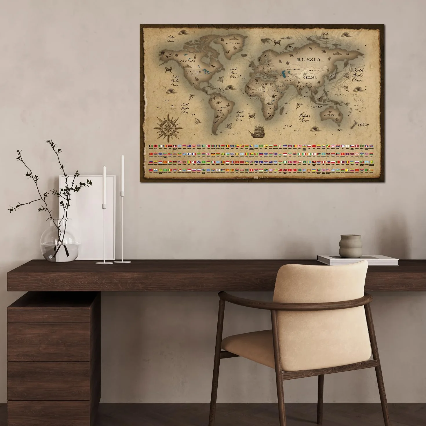 Giallobus Mapa świata do zdrapywania 68L x 43,5 cm srebrna