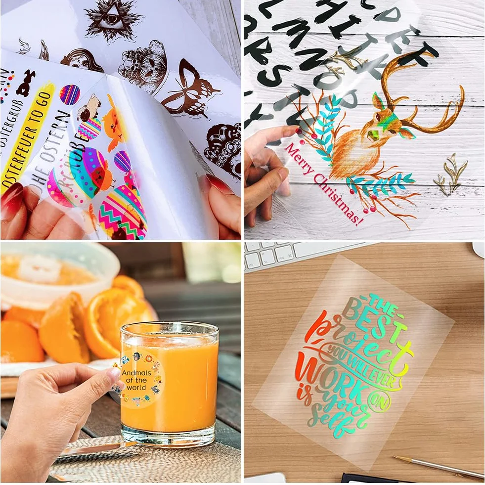 Samoprzylepny papier winylowy, do drukowania, papier, folia winylowa, kompatybilna z większością modeli drukarek atramentowych, 20 sztuk (210 mm x 297 mm)