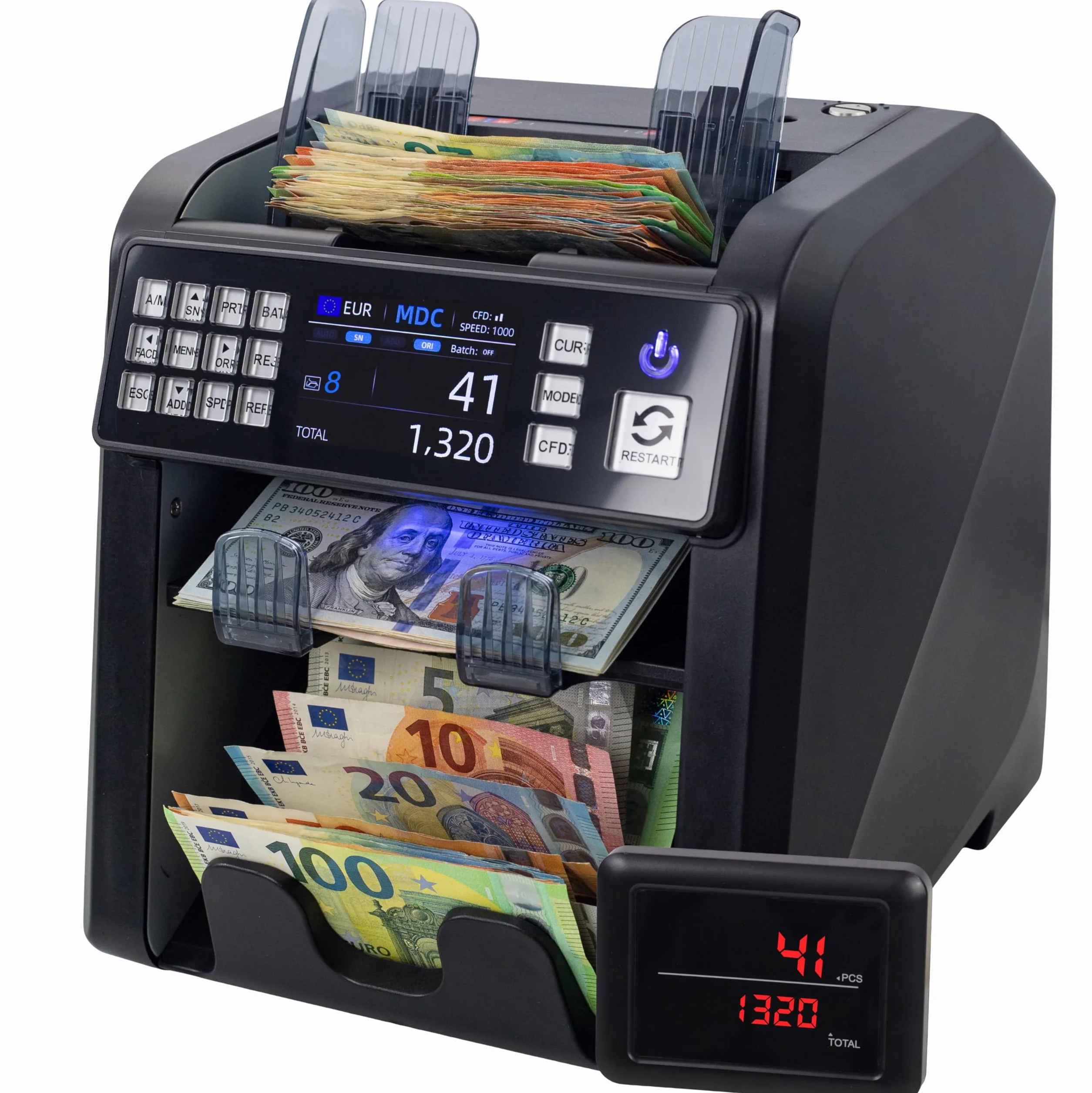 Maszyna do Liczenia Banknotów MV-600 z 12-krotnym Wykrywaniem Fałszerstw PLN EUR USD