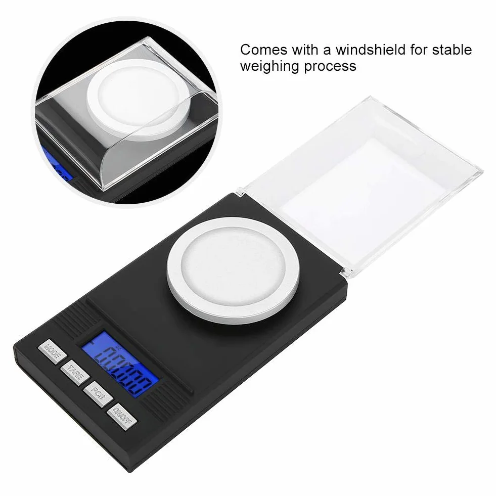 Mini cyfrowa kieszonkowa waga gramowa przenośna wysoka precyzja 0,001 g kieszonkowa biżuteria waga elektroniczna balansowa z wyświetlaczem cyfrowym LED (20 g)