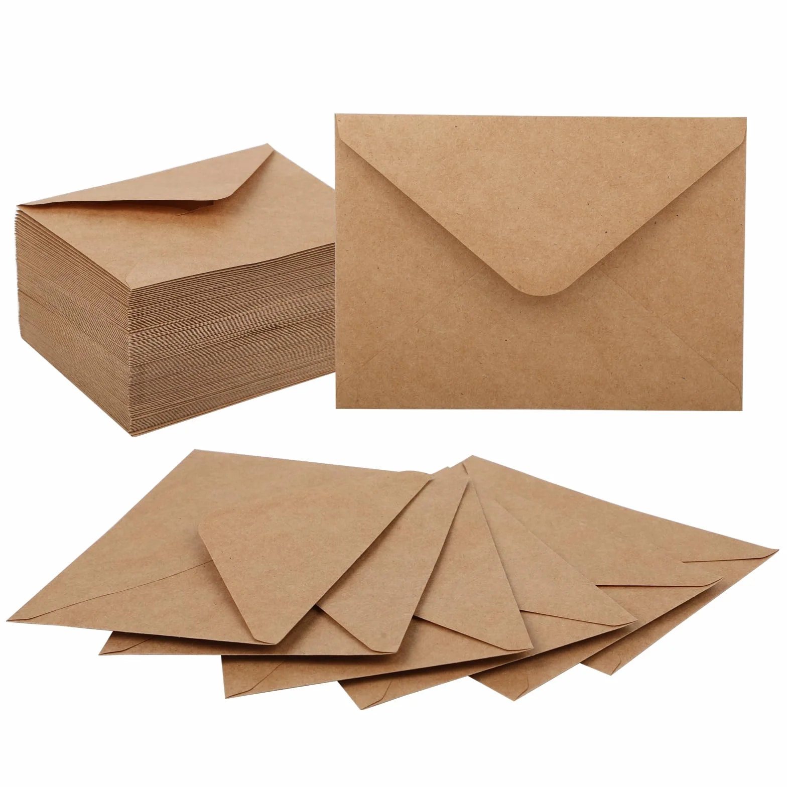 100 sztuk Kopert z papieru Kraft 13x18 - Koperty B6, brązowy papier kraft 120g/m², z klejeniem na mokro, idealne na listy, kartki okolicznościowe, zaproszenia, kartki urodzinowe itp.
