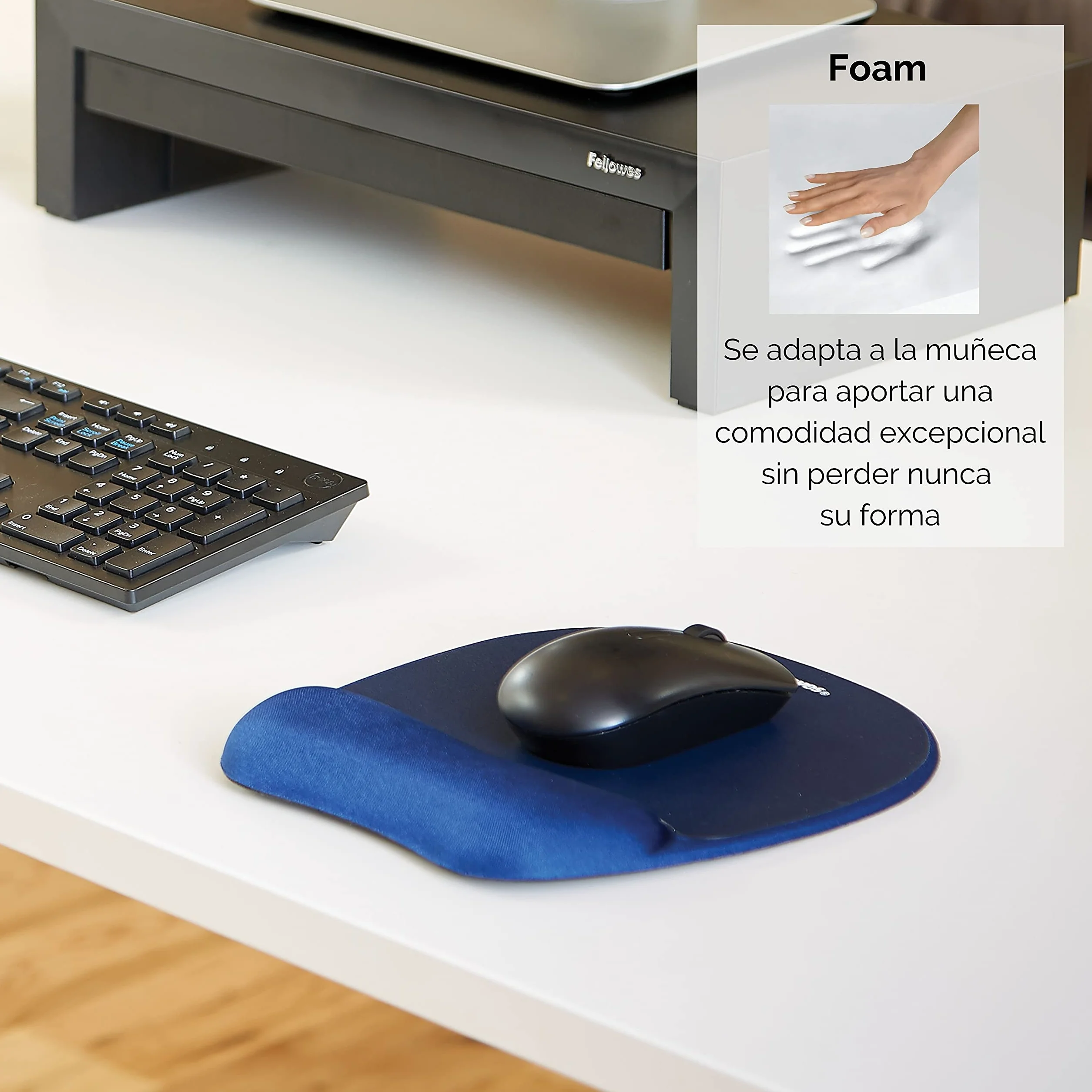 Fellowes Podkładka pod Mysz z Pianki Memory z Podparciem Nadgarstka Szafir