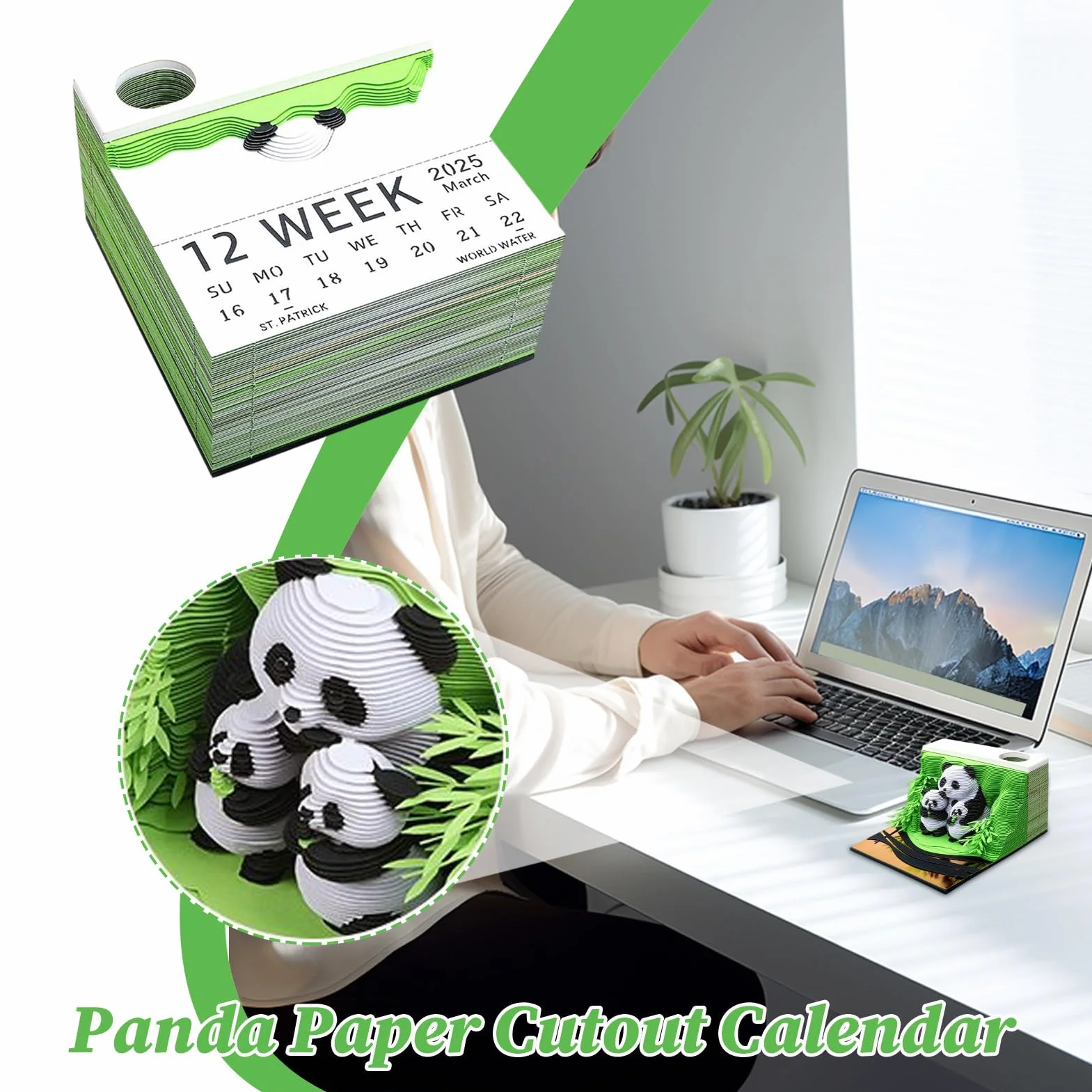 Kalendarz 3D biurko 2026 – Panda Tear Away kalendarz 3D, dekoracyjny notatnik biurko, stolik nocny, do szko?y, domu, biura, freelancerów, nauczycieli, studentów