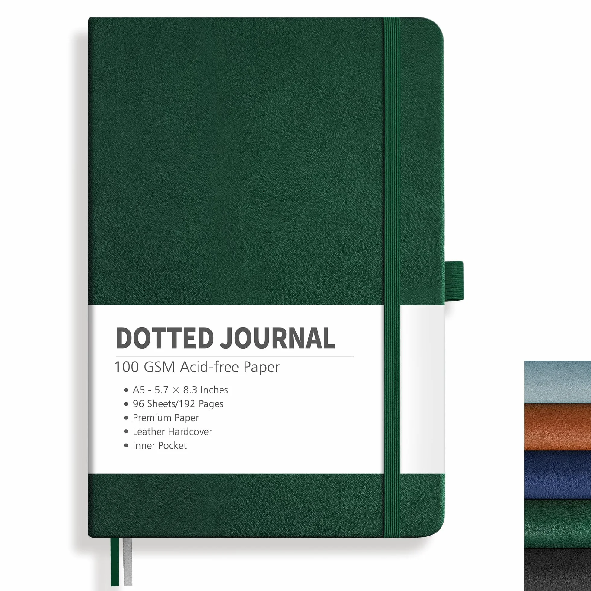 RETTACY Notatnik A5 w kropki, z papierem o gramaturze 100 g/m² – twarda okładka w kropki Bullet Journal, 192 strony z tylną kieszenią dla artystów, profesjonalistów i studentów, 14,5 x 21 cm