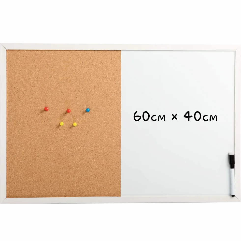 DOEWORKS tablica magnetyczna i korkowa 60 x 40 cm montowana na ścianie