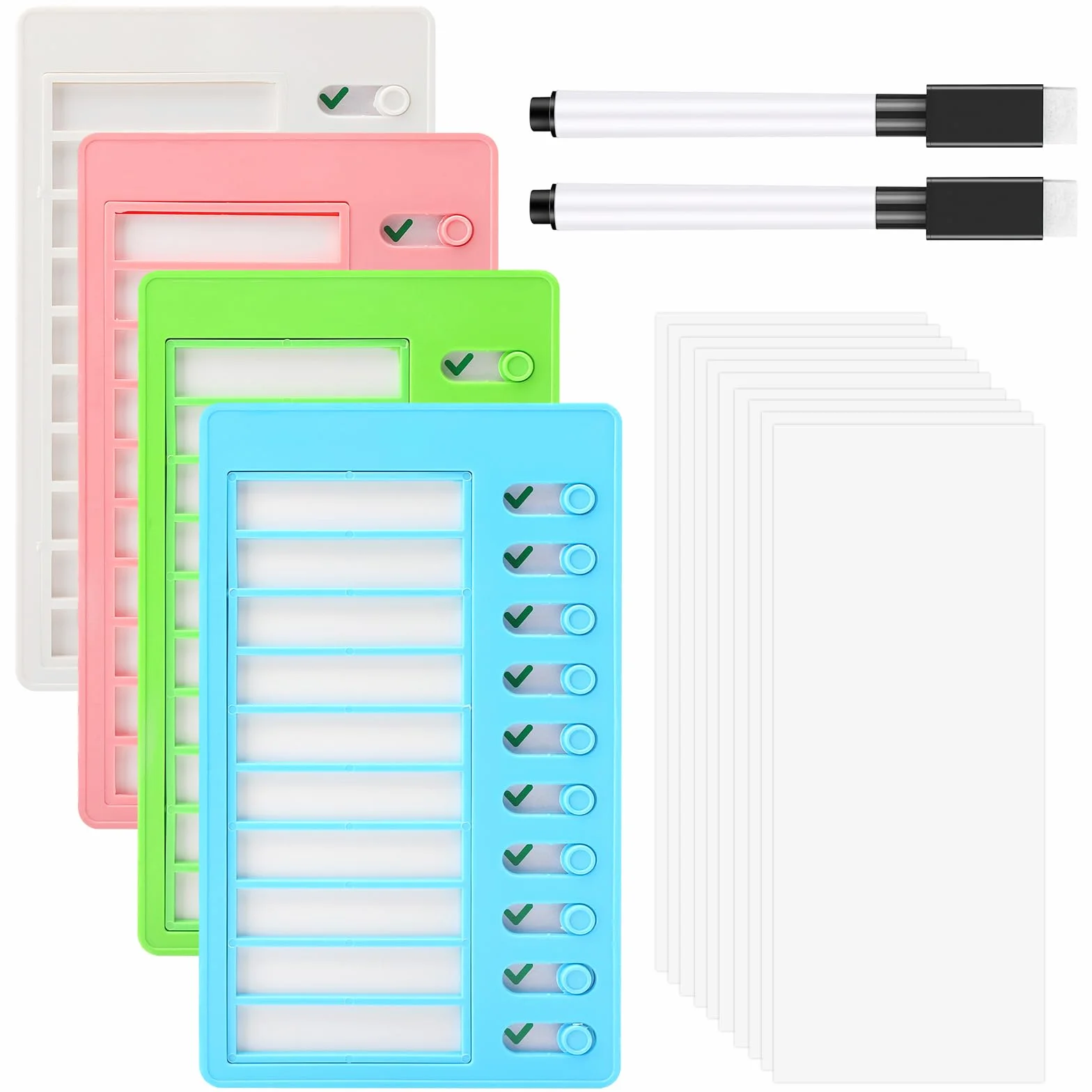 Tablica kontrolna listy do zrobienia 20x12 cm z 2 markerami i 10 pustymi papierami dla dzieci