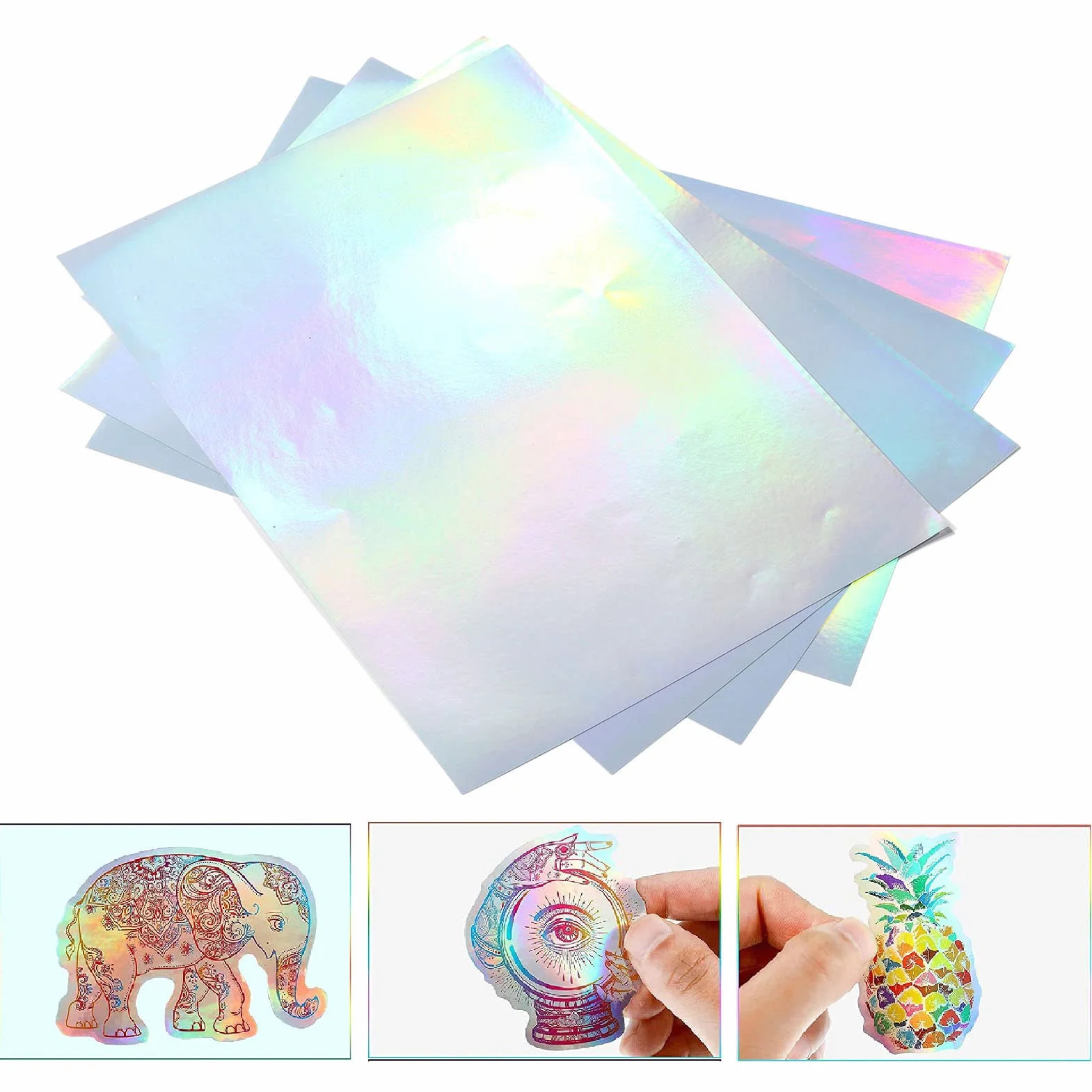 Holograficzny Papier Samoprzylepny A4 22 Arkusze Wodoodporny Szybkoschnący do Druku Atramentowego