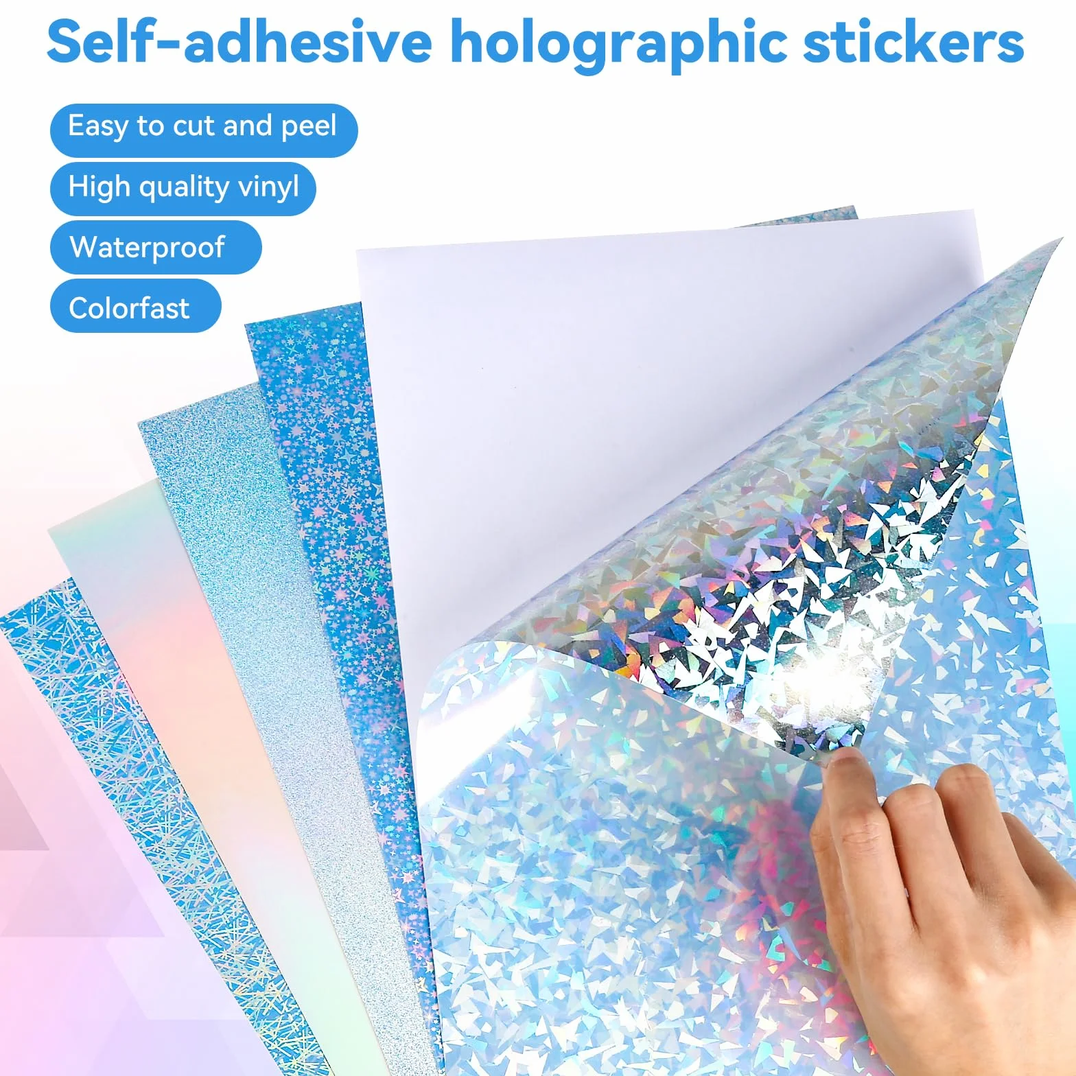20 sztuk naklejek holograficznych A4, opalizujących, do drukowania na atramentowe drukarki, papier brokatowy do majsterkowania, 5 stylów