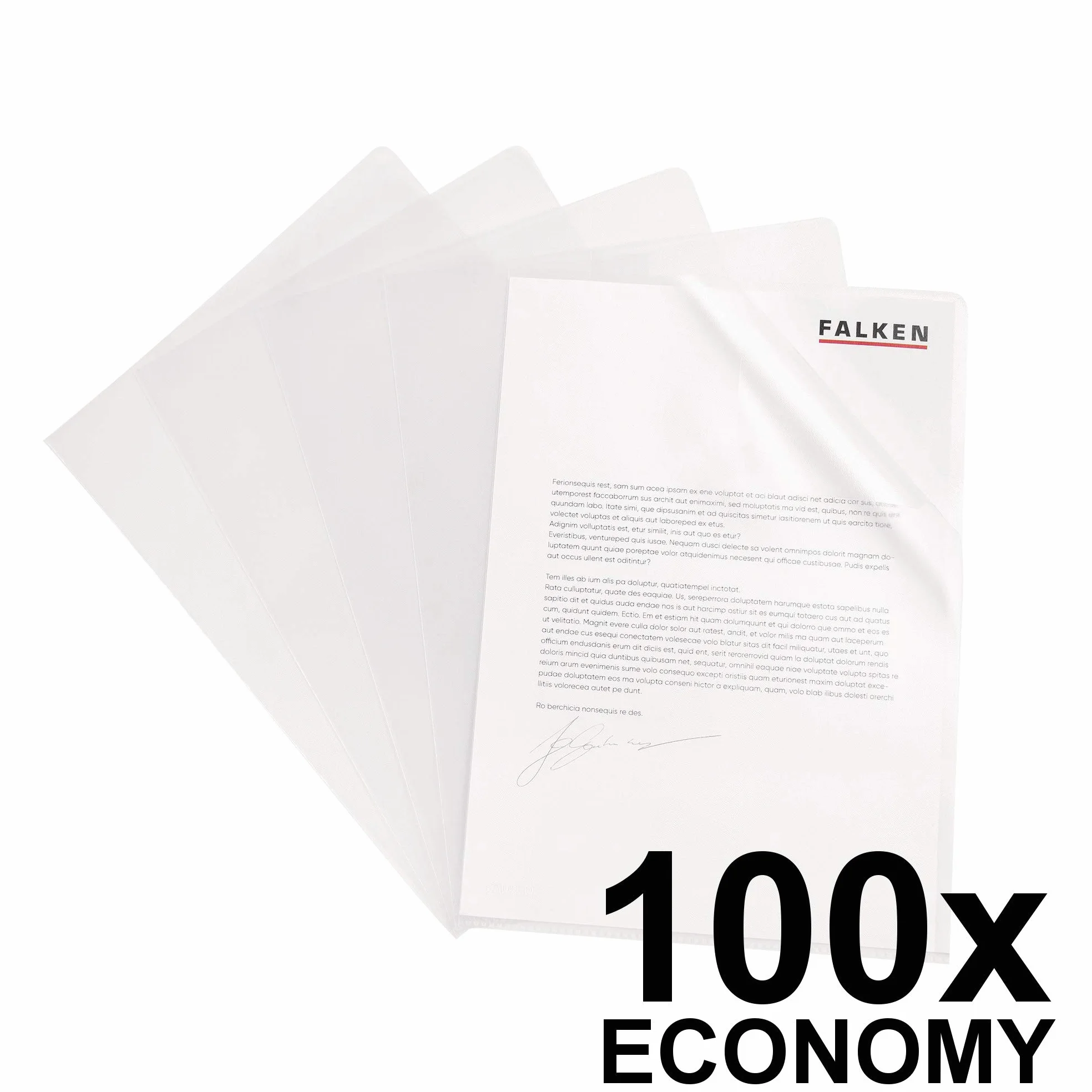 Ofertówki koszulki Falken Economy 100 szt. A4 transparentne groszkowe otwierane z boku i z góry. Obwoluta Folia do biura