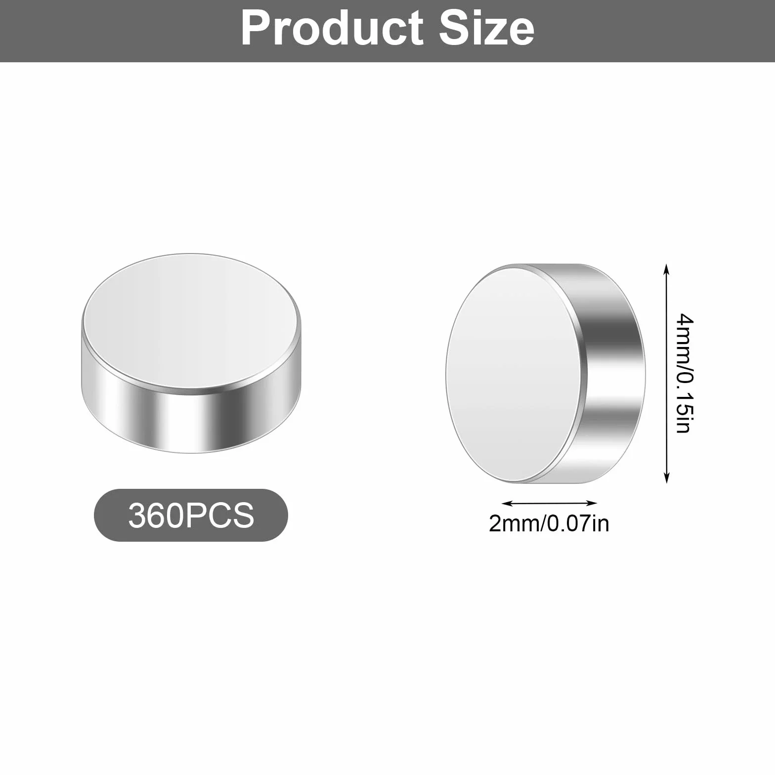 360 sztuk magnesów neodymowych, bardzo mocne, 4 × 2 mm, mini magnesy, mocne, okrągłe, do lodówki, tablic suchościeralnych, tablic korkowych, do biura