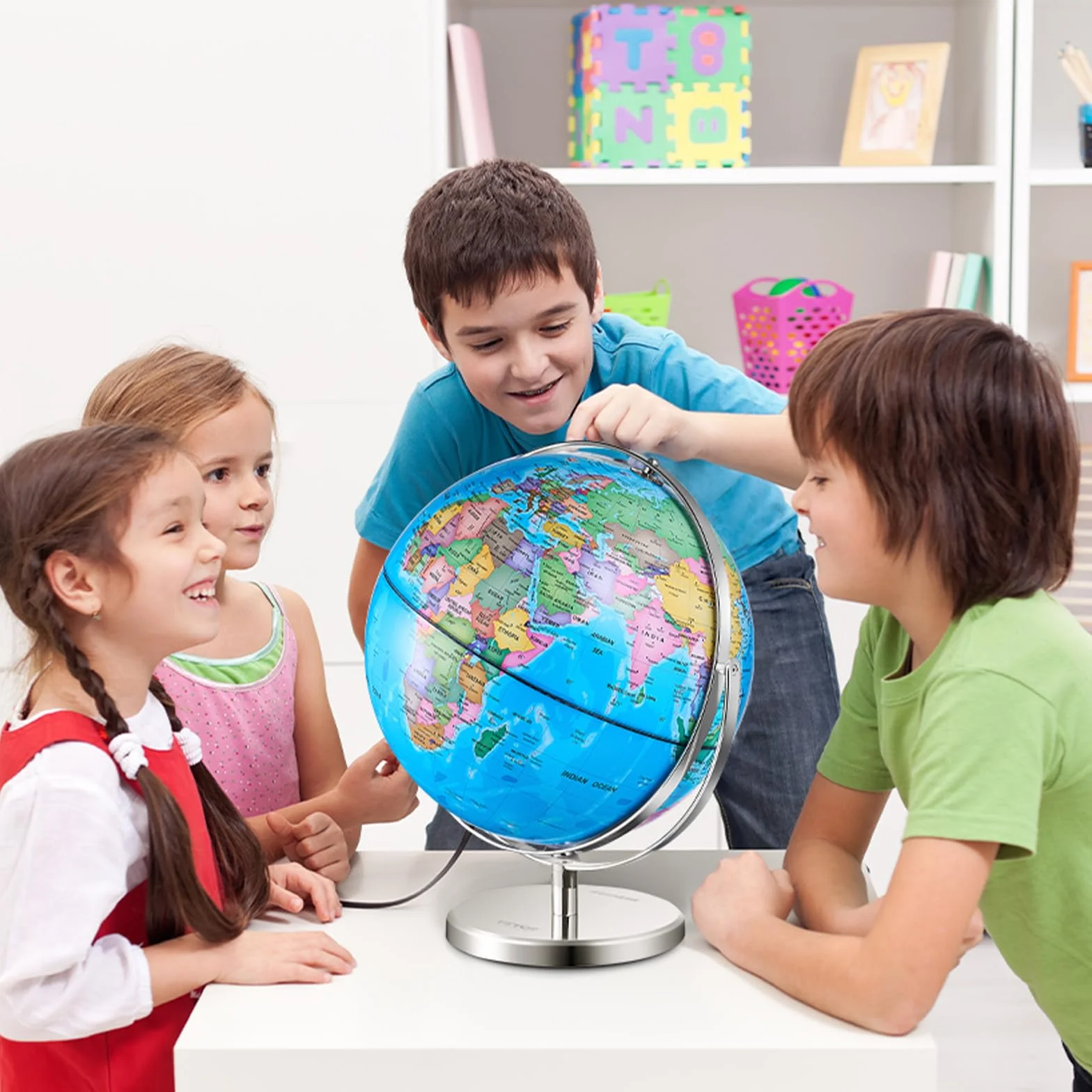 VEVOR Obrotowy Globus Światowy 330,2 mm Edukacyjny Geograficzny ABS Strefa Czasowa 720° dla Dzieci