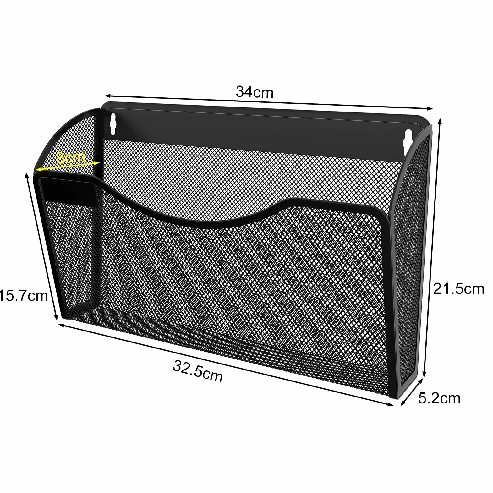 EasyPAG Uchwyt Ścienny na Dokumenty A4 1 kieszeń Poziomy Metal Siatka,Ścienny Stojak na Pocztę,Wiszący Organizer na Dokumenty,Przechowywanie Czasopism z Tabliczka do Biura & Domu,Czarny