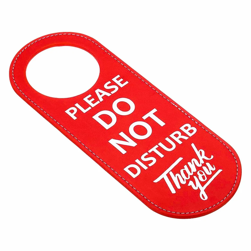 Znak Do Not Disturb wieszak na drzwi, skóra PU, dwustronna gałka, czerwony