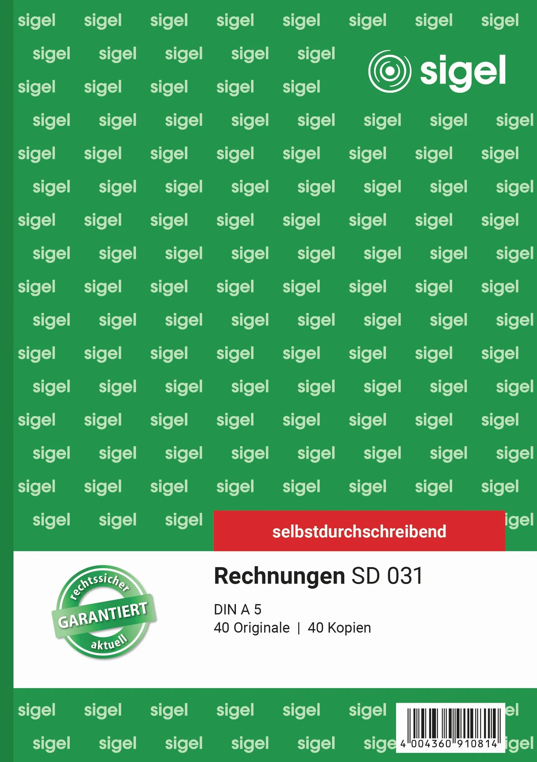 SIGEL SD031 faktury, A5, 2 x 40 arkuszy, samokopiujące, 1 sztuka, mikroperforowane, z dziurkami na zszywanie, z papieru zrównoważonego